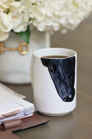 american brand studios stylish equestrian dark horse porcelain mug