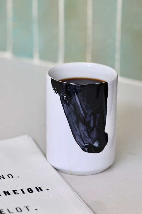 american brand studios stylish equestrian dark horse porcelain mug