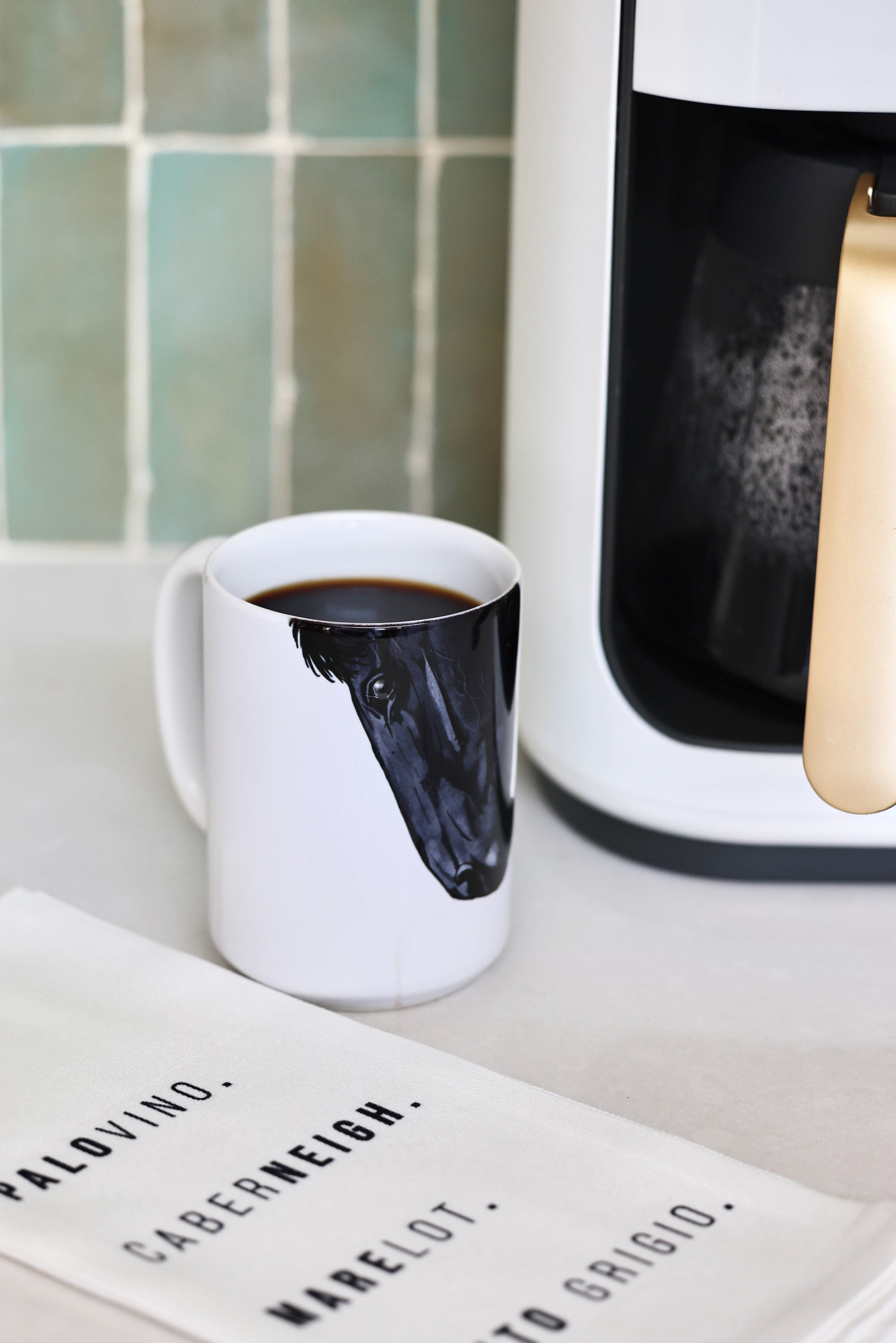 american brand studios stylish equestrian dark horse porcelain mug