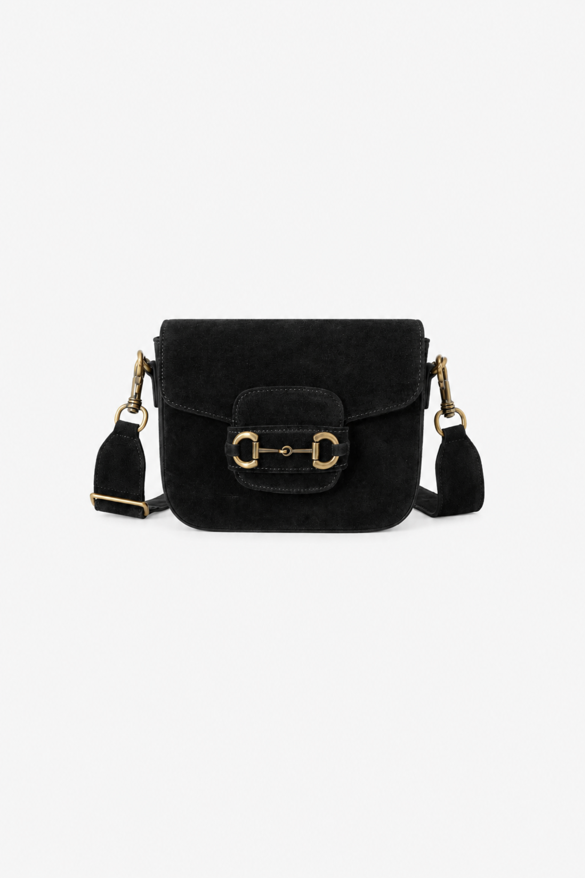 Emily Bit Suede Crossbody Bag - Black