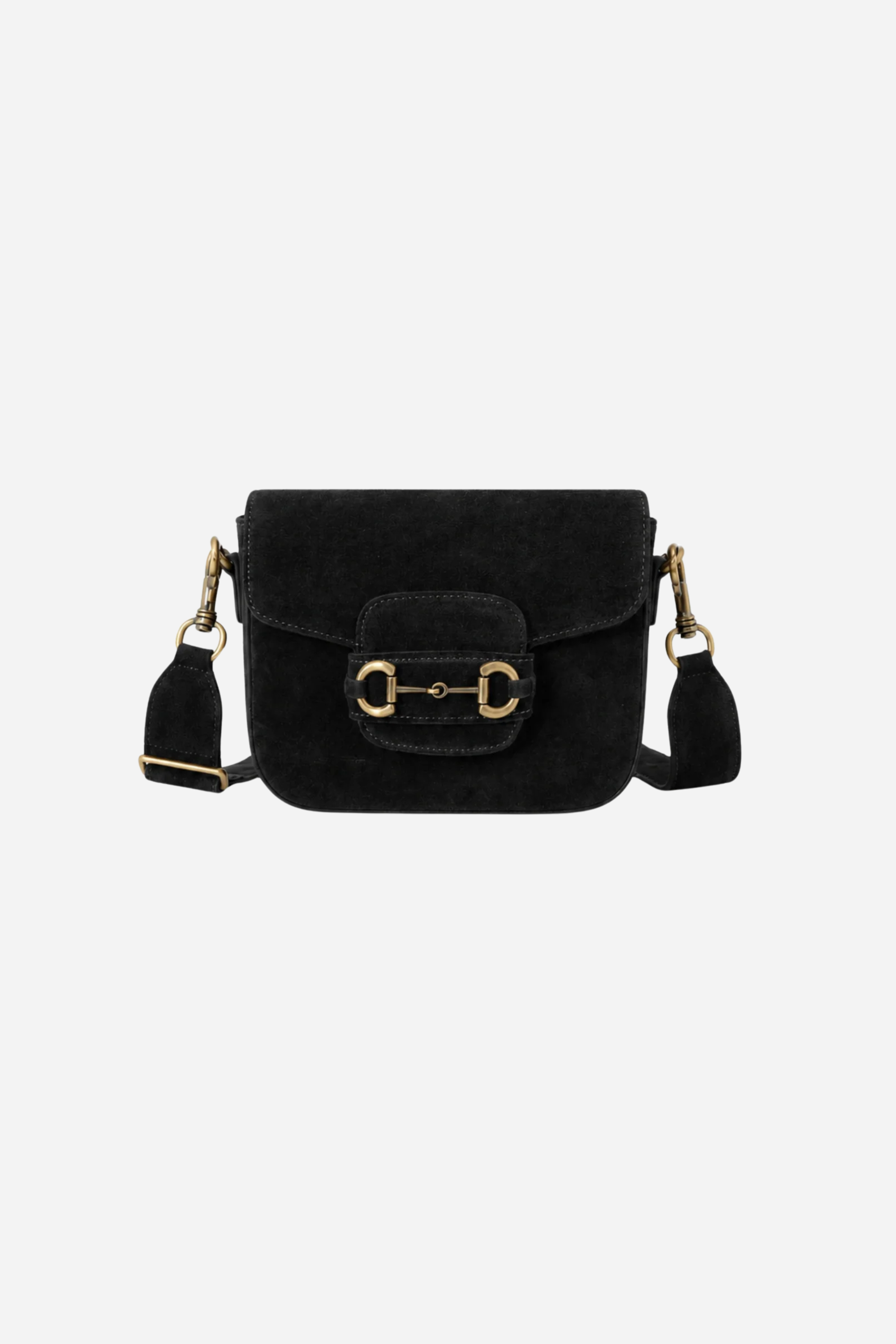 Emily Bit Suede Crossbody Bag - Black