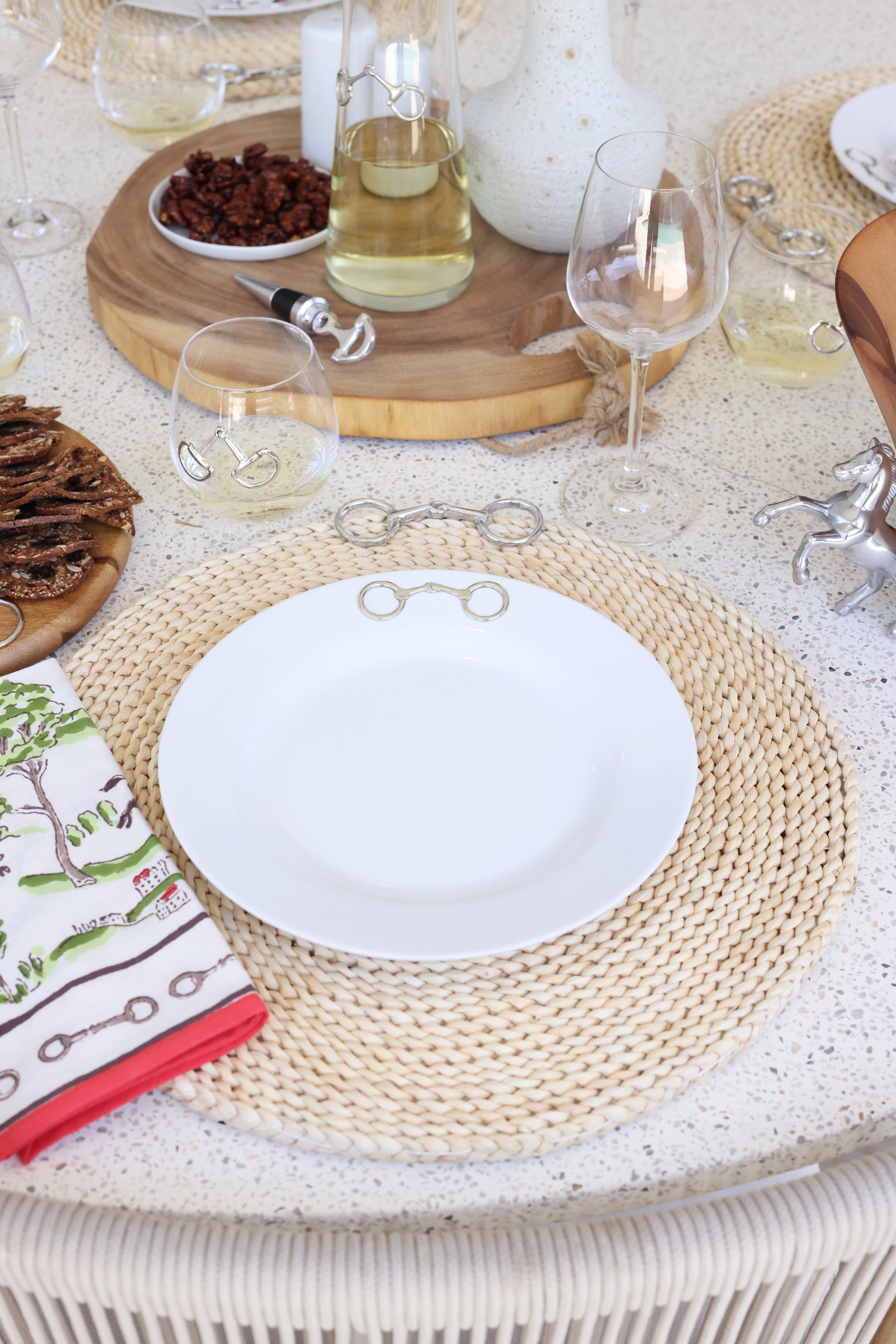 arthur court stylish equestrian equestrian bit melamine plate set