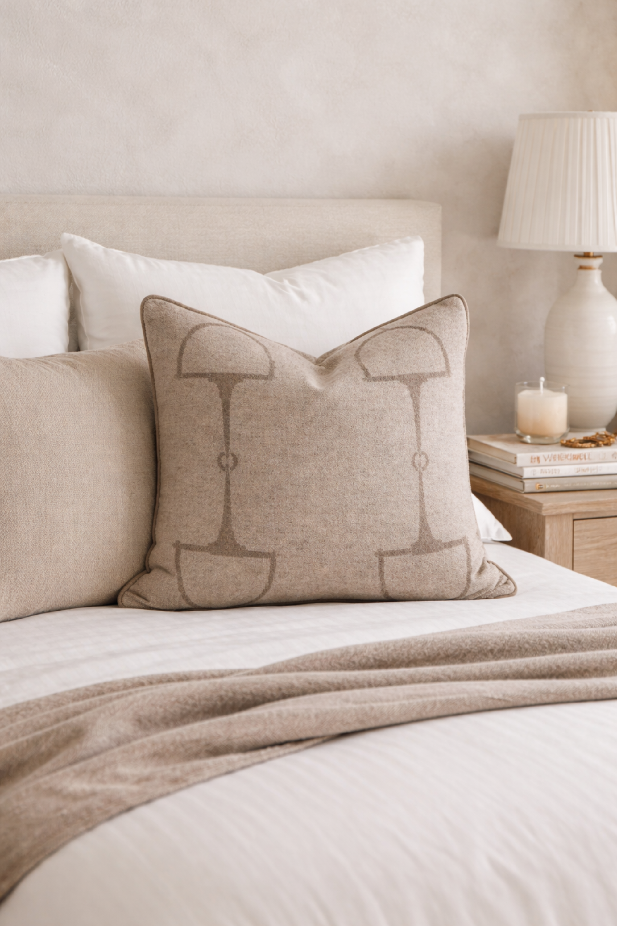 Equine Cashmere Pillow - Light Camel