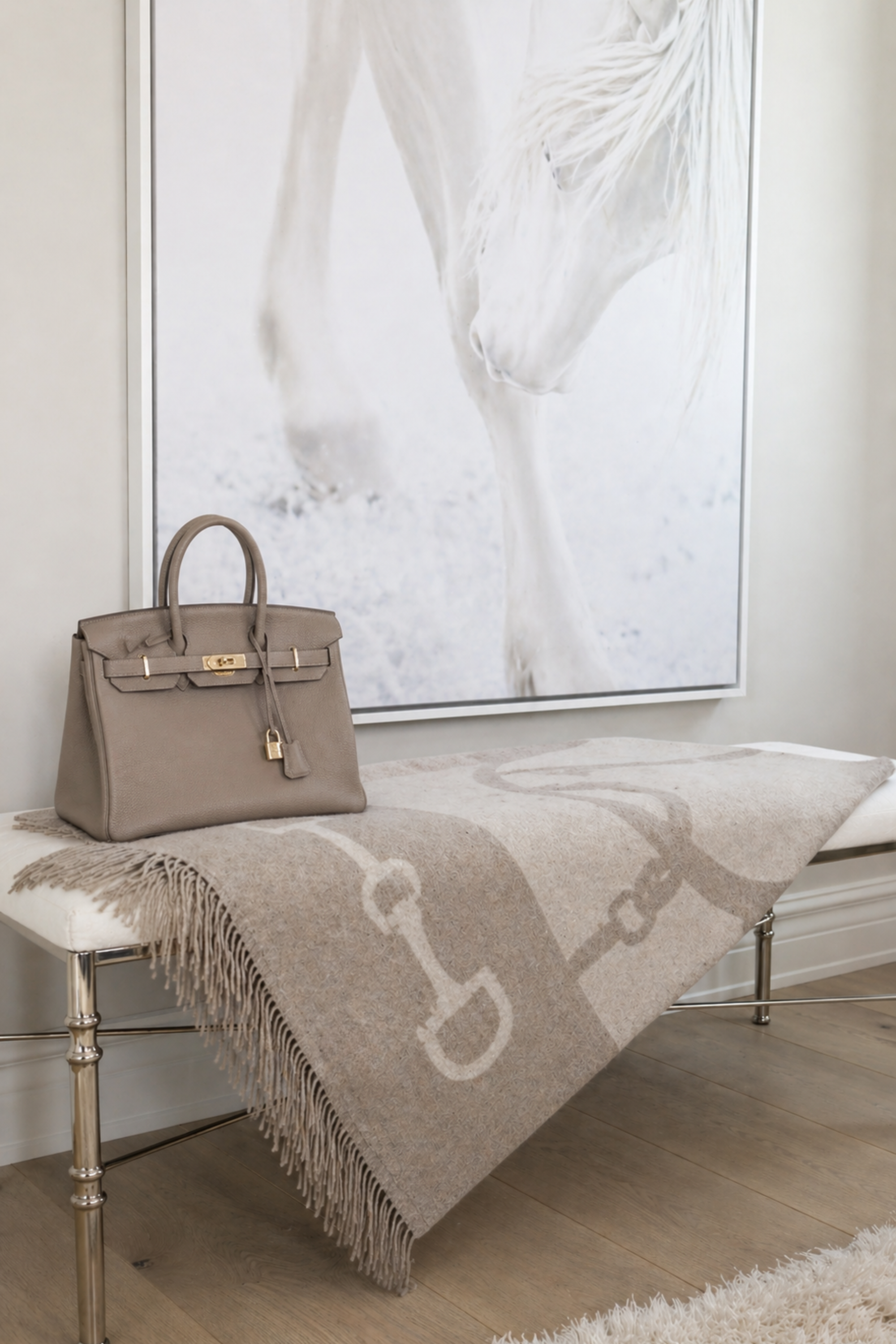 Equine Cashmere Throw - Taupe
