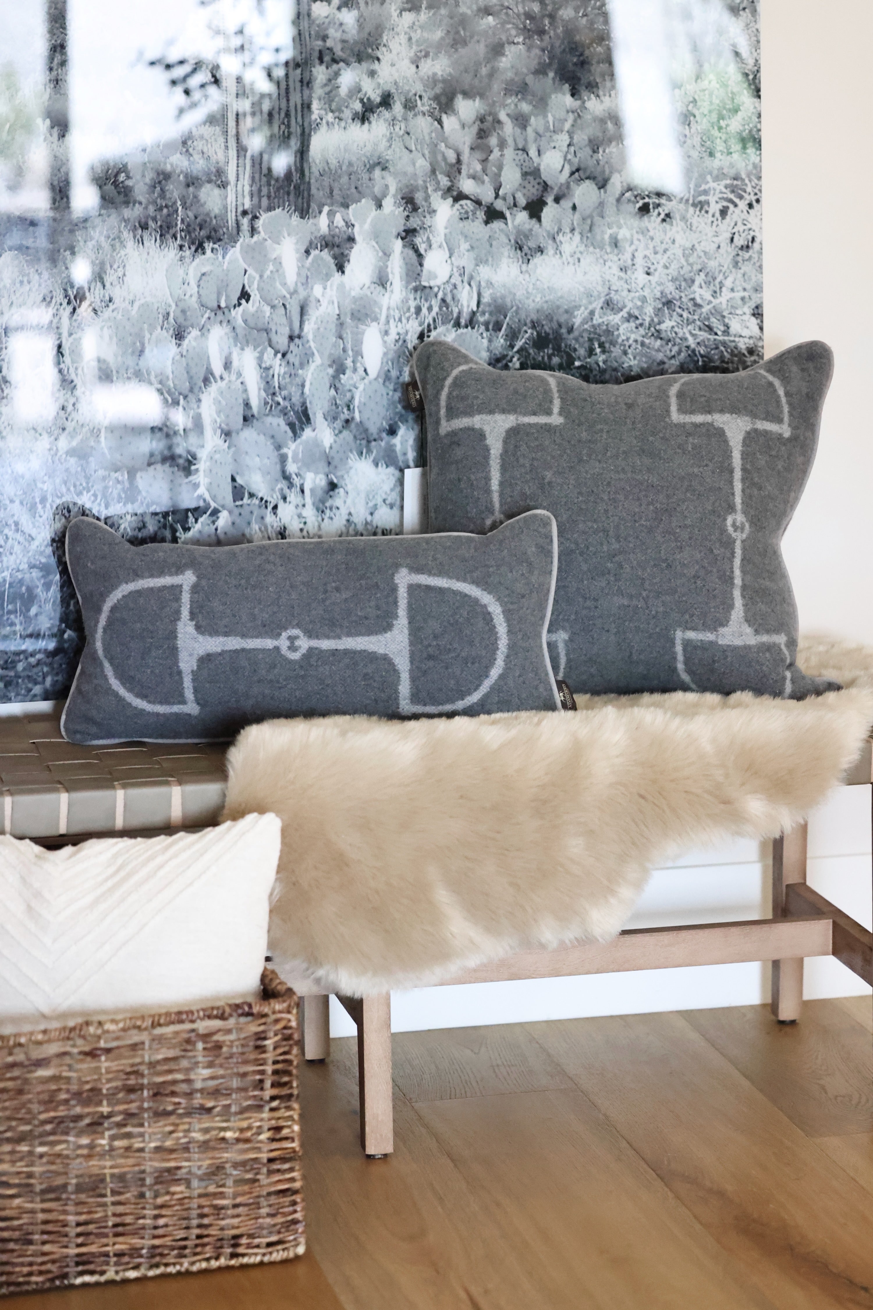 Equine Lumbar Cashmere Pillow - Dark Grey