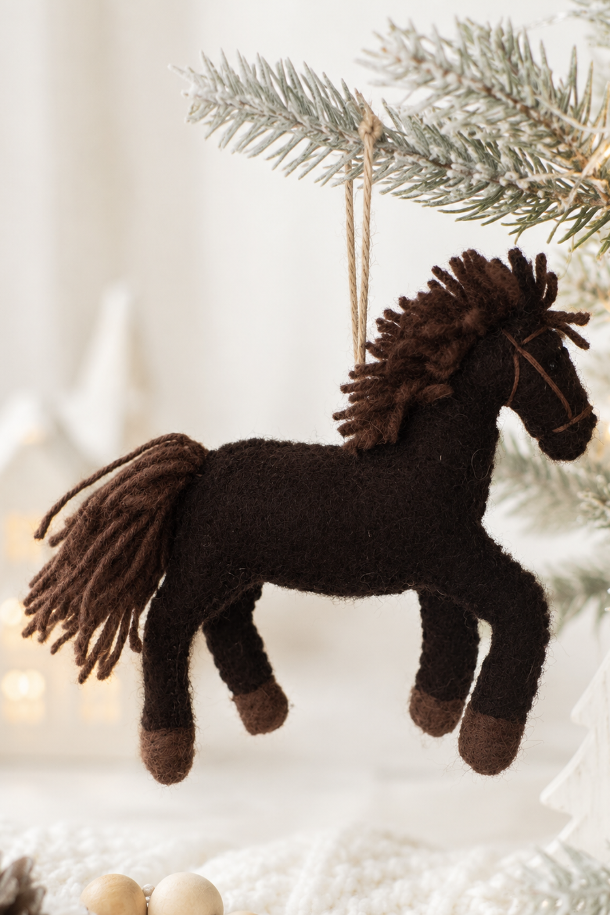 Felt Horse Ornament - Dark Chocolate