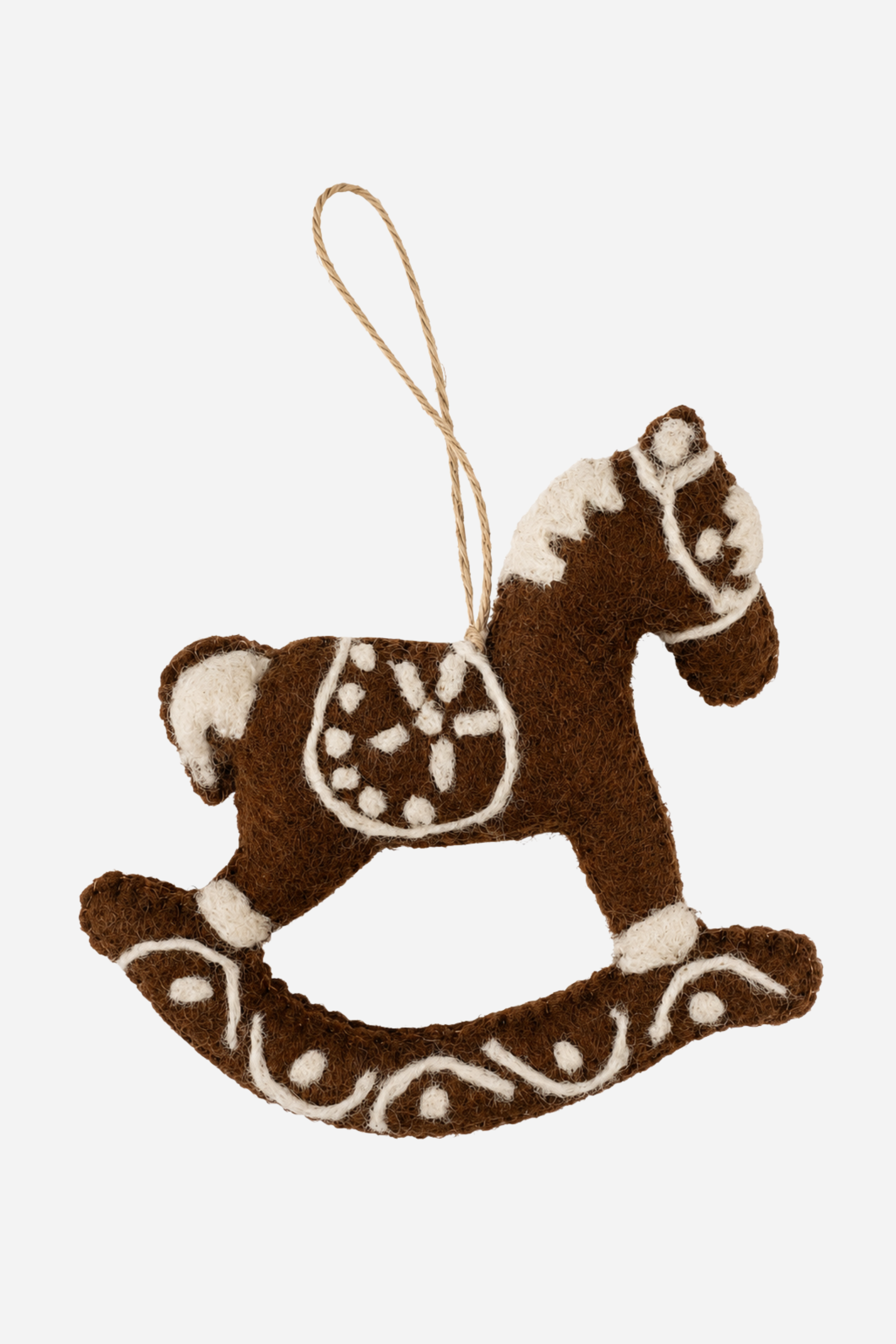 Felt Horse Ornament - Gingerbread