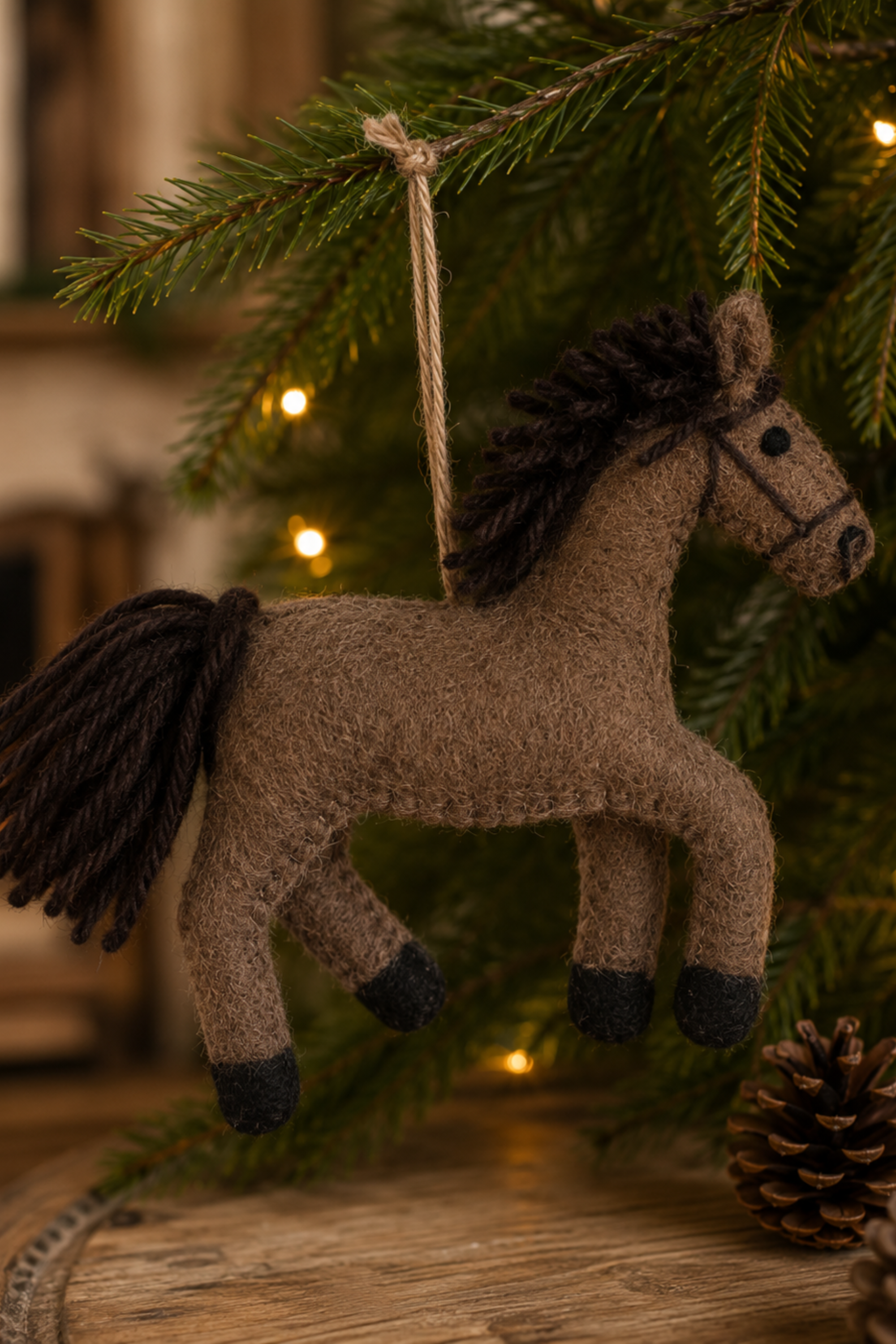 Felt Horse Ornament - Mocha