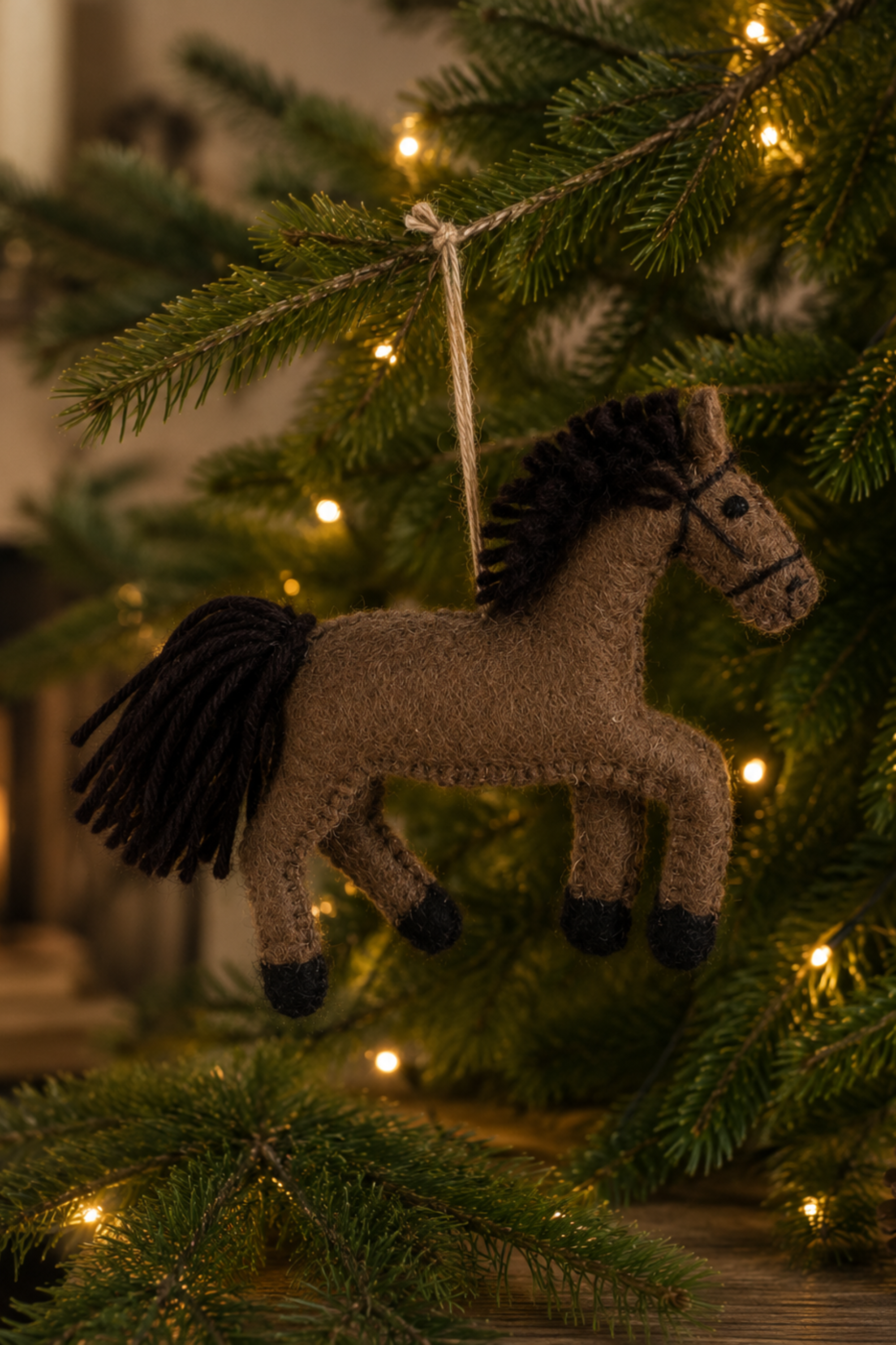 Felt Horse Ornament - Mocha