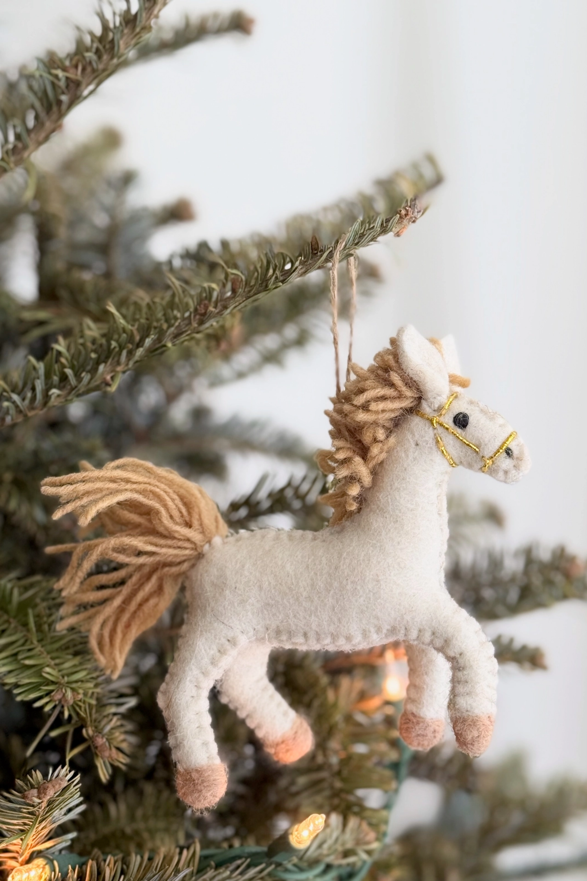 Felt Horse Ornament - White