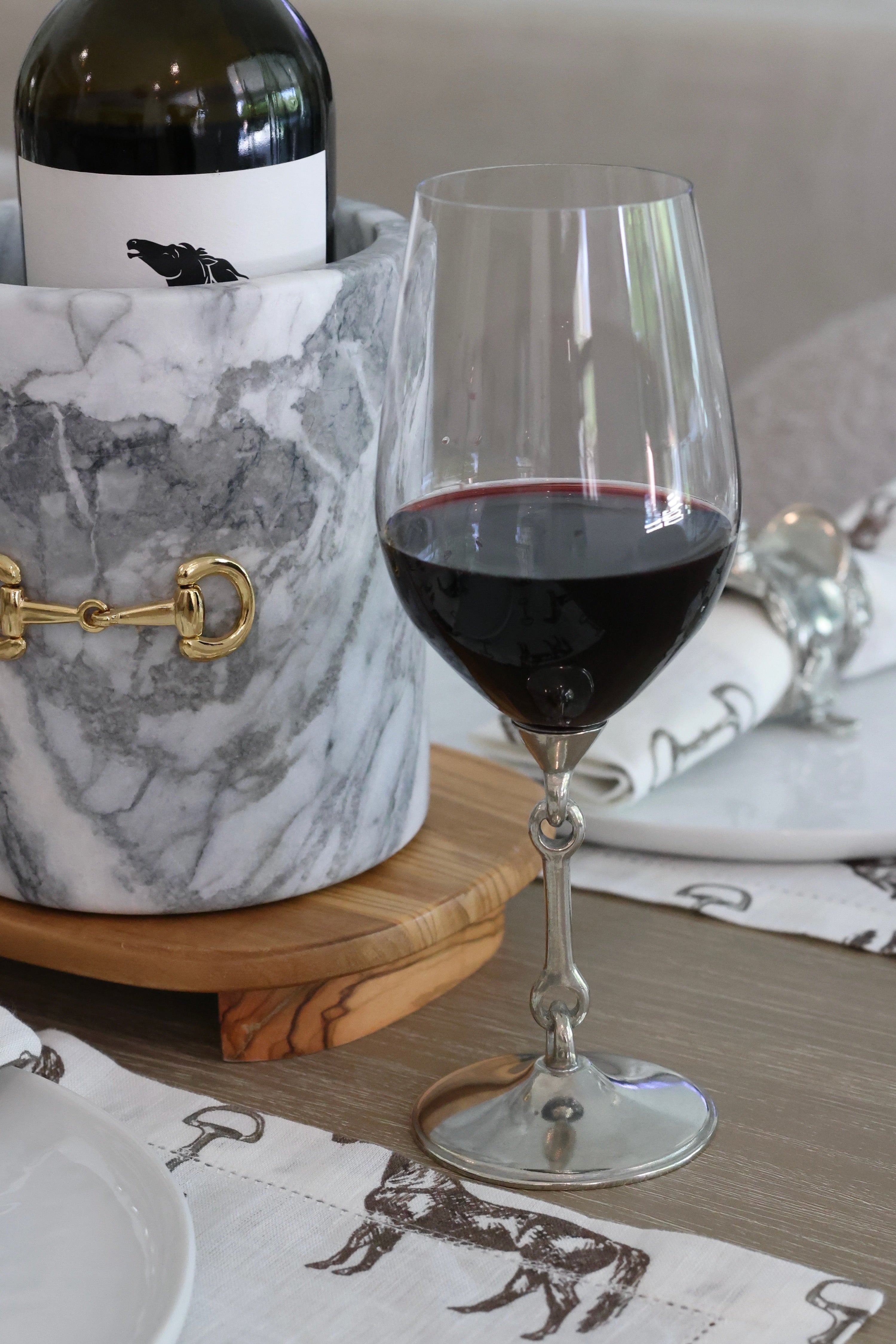 arthur court stylish equestrian gianna pewter horse bit wine glass