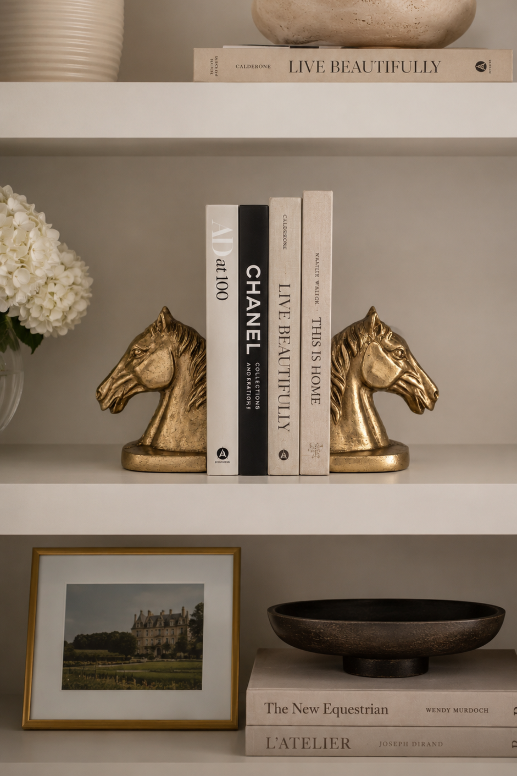 Gilded Horse Head Bookend Set