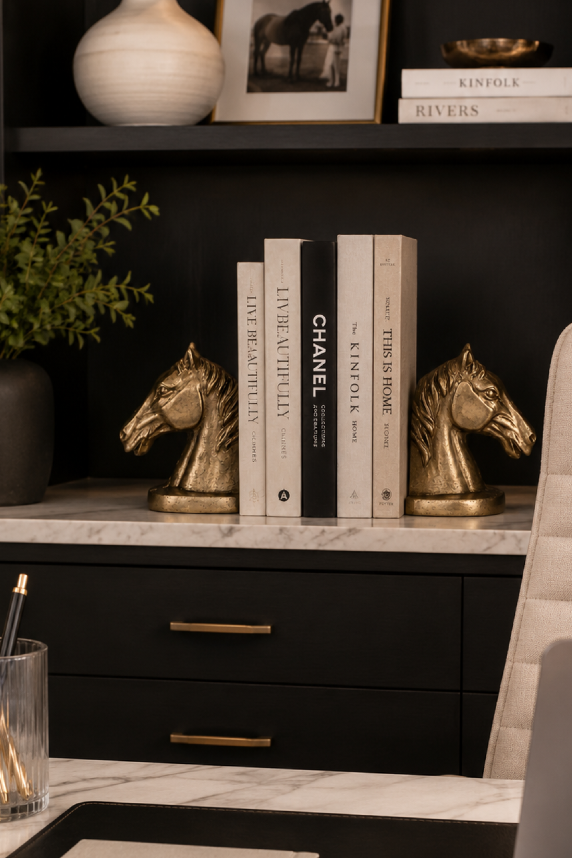 Gilded Horse Head Bookend Set