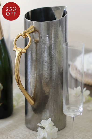 arthur court gilden d-ring stainless steel pitcher