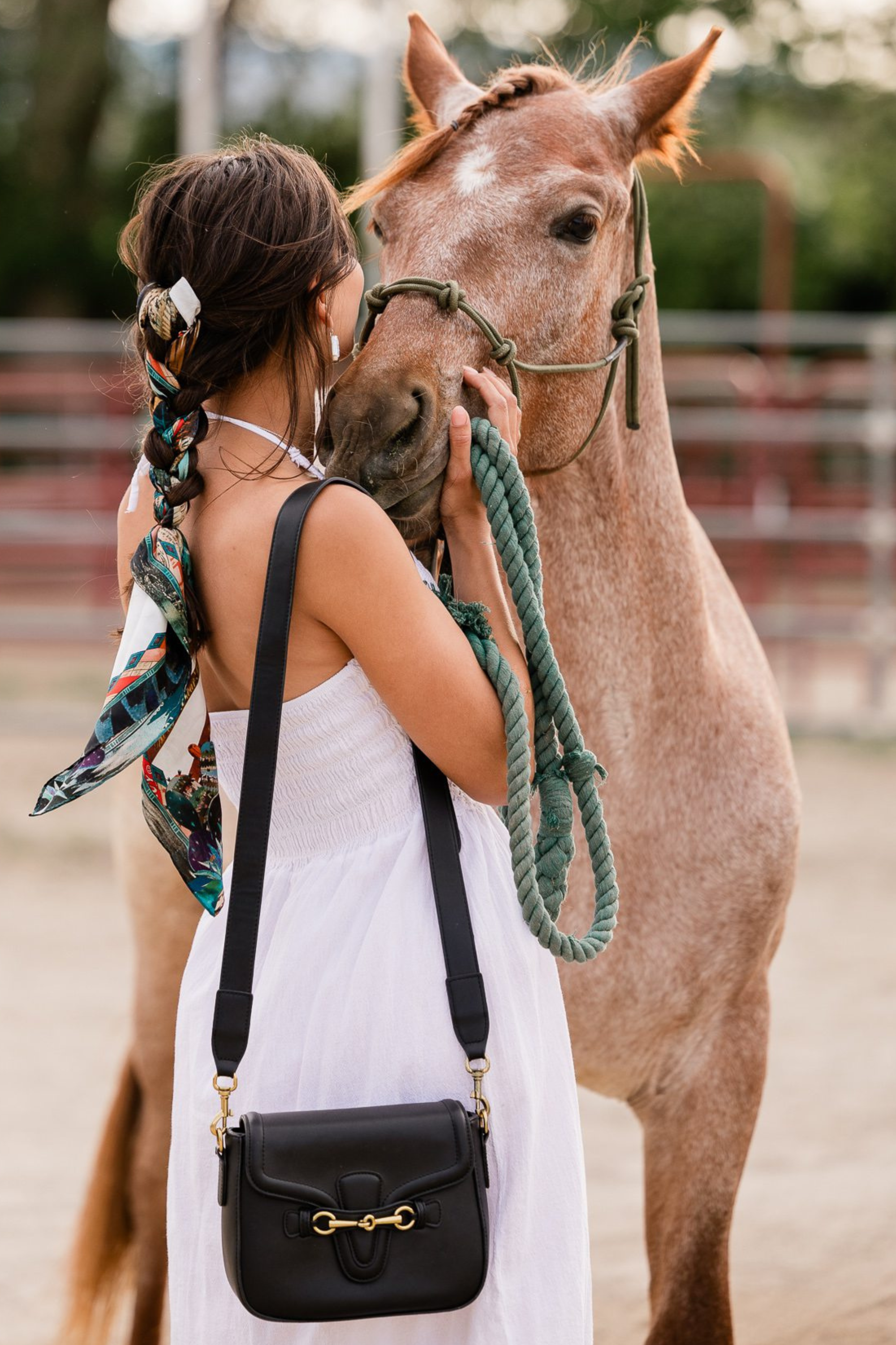 stylish equestrian hanna vegan crossbody with horse bit and gucci stripe strap 