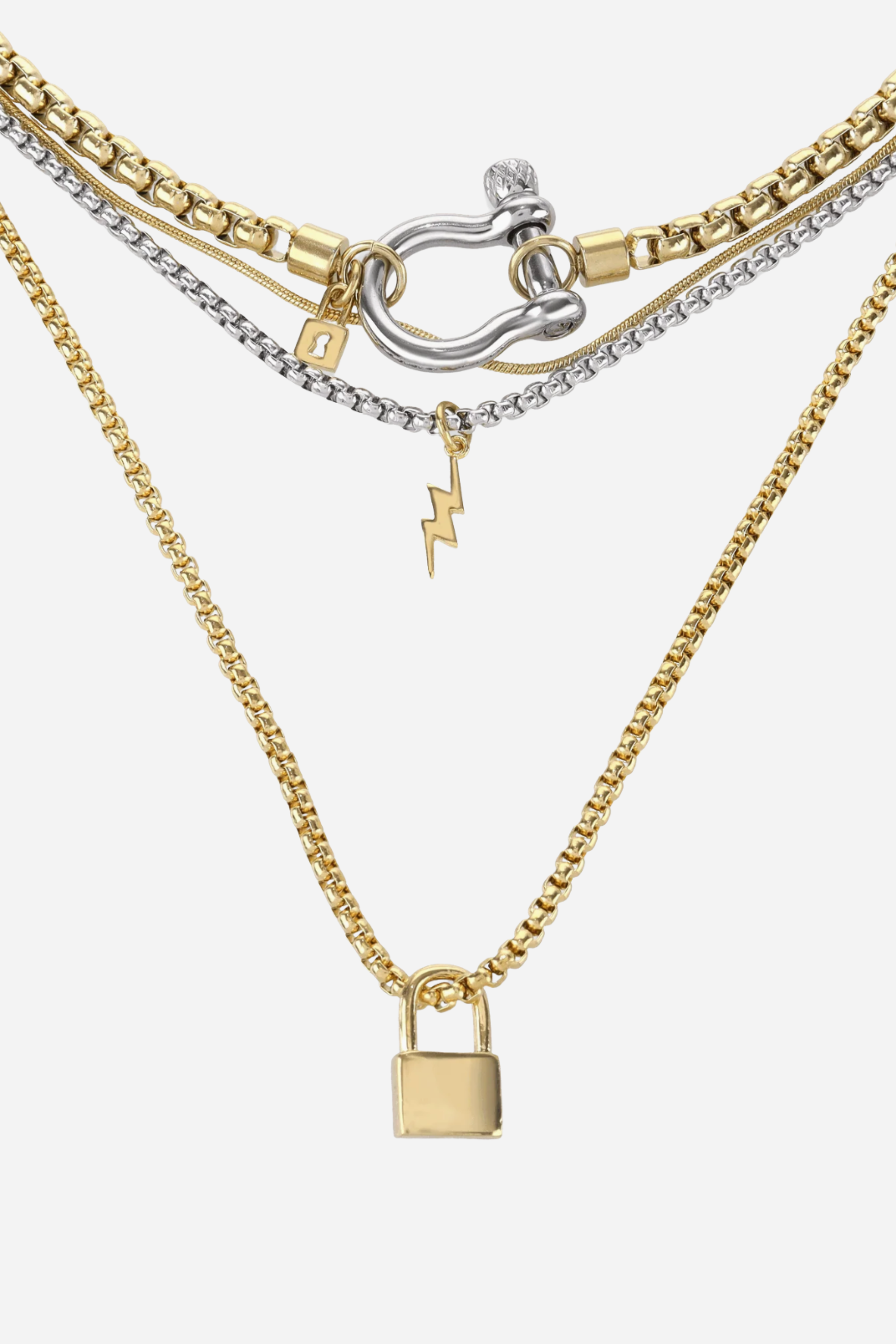 Herradura Lock Layered Necklace Set