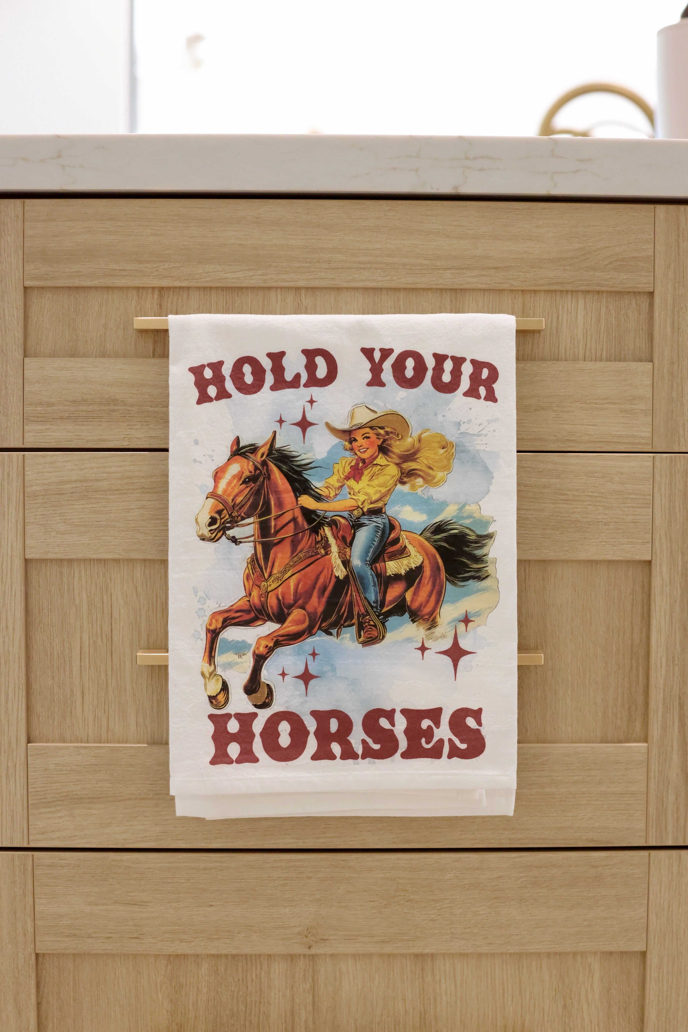 avery lane stylish equestrian hold your horses cotton hand towel 