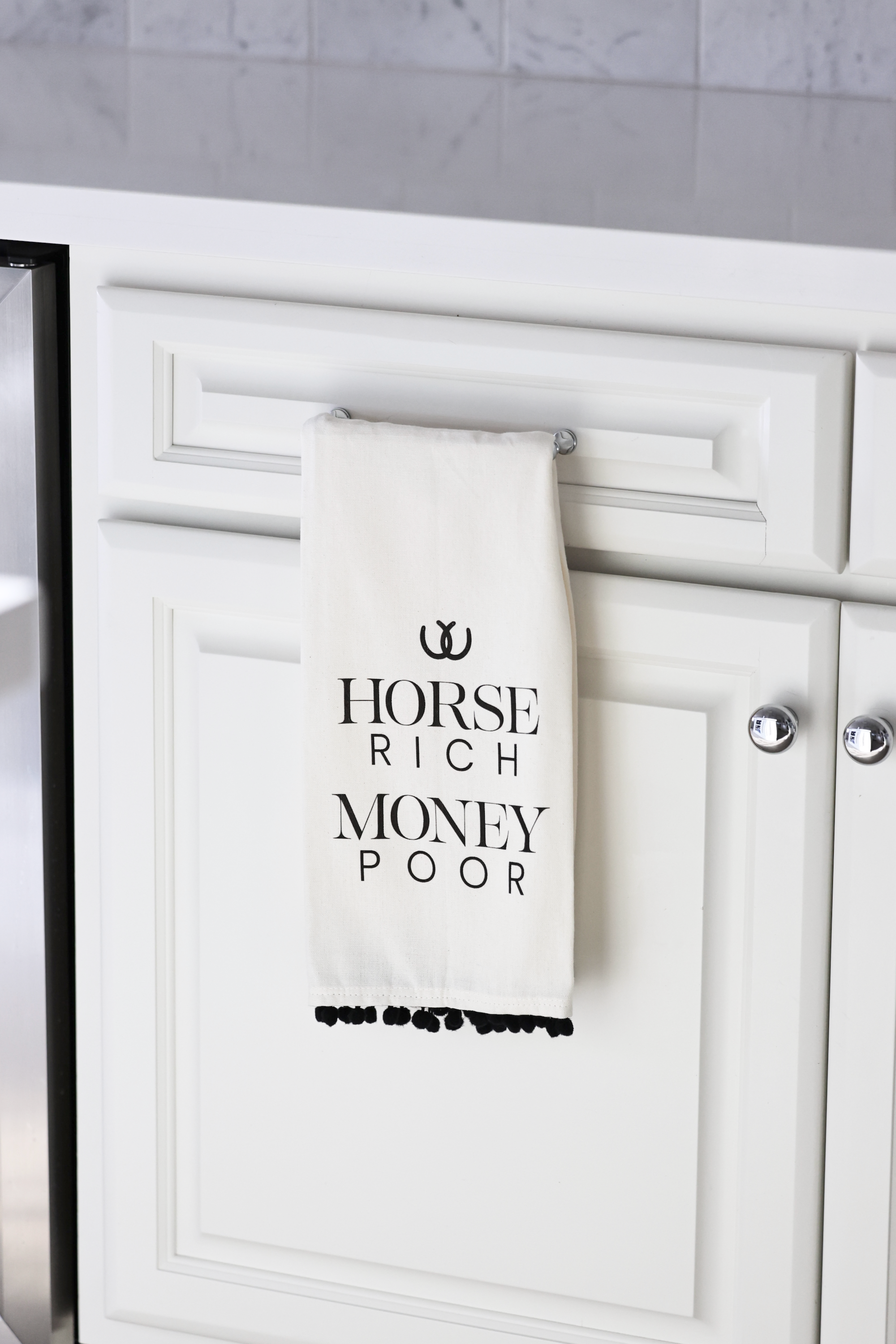 wildwood landing horse rich money poor pom hand towel