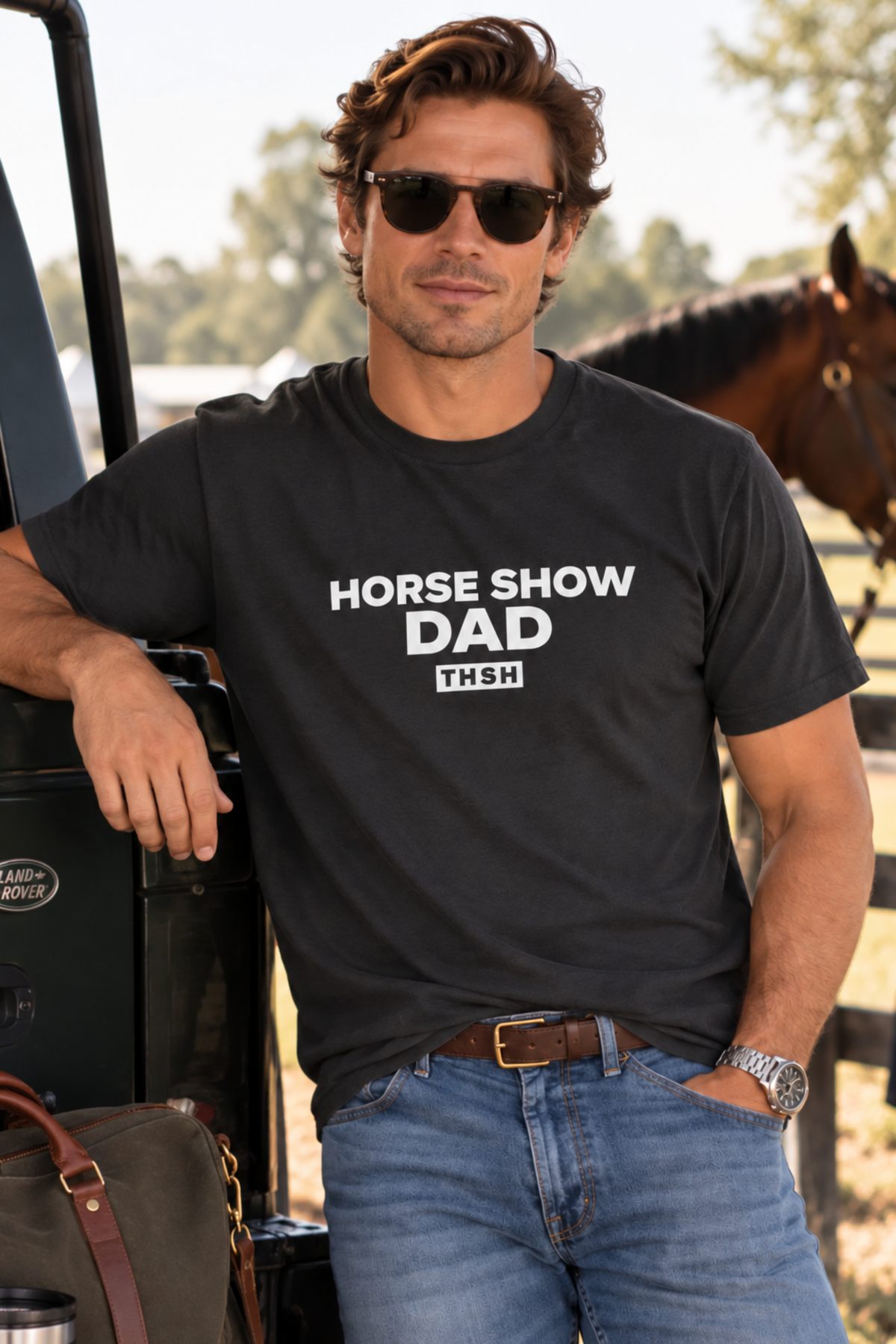 Horse Show Dad Tee - Charcoal