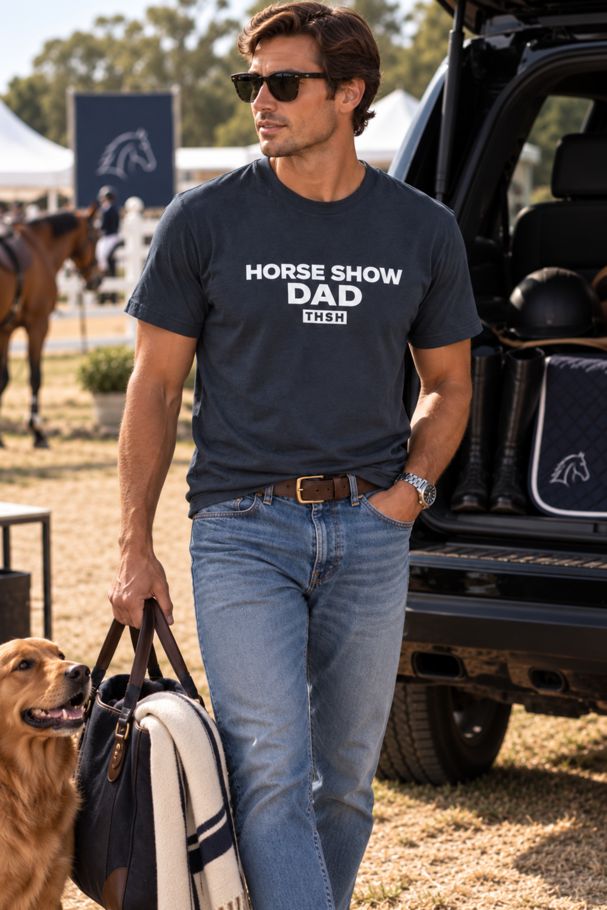 Horse Show Dad Tee - Navy
