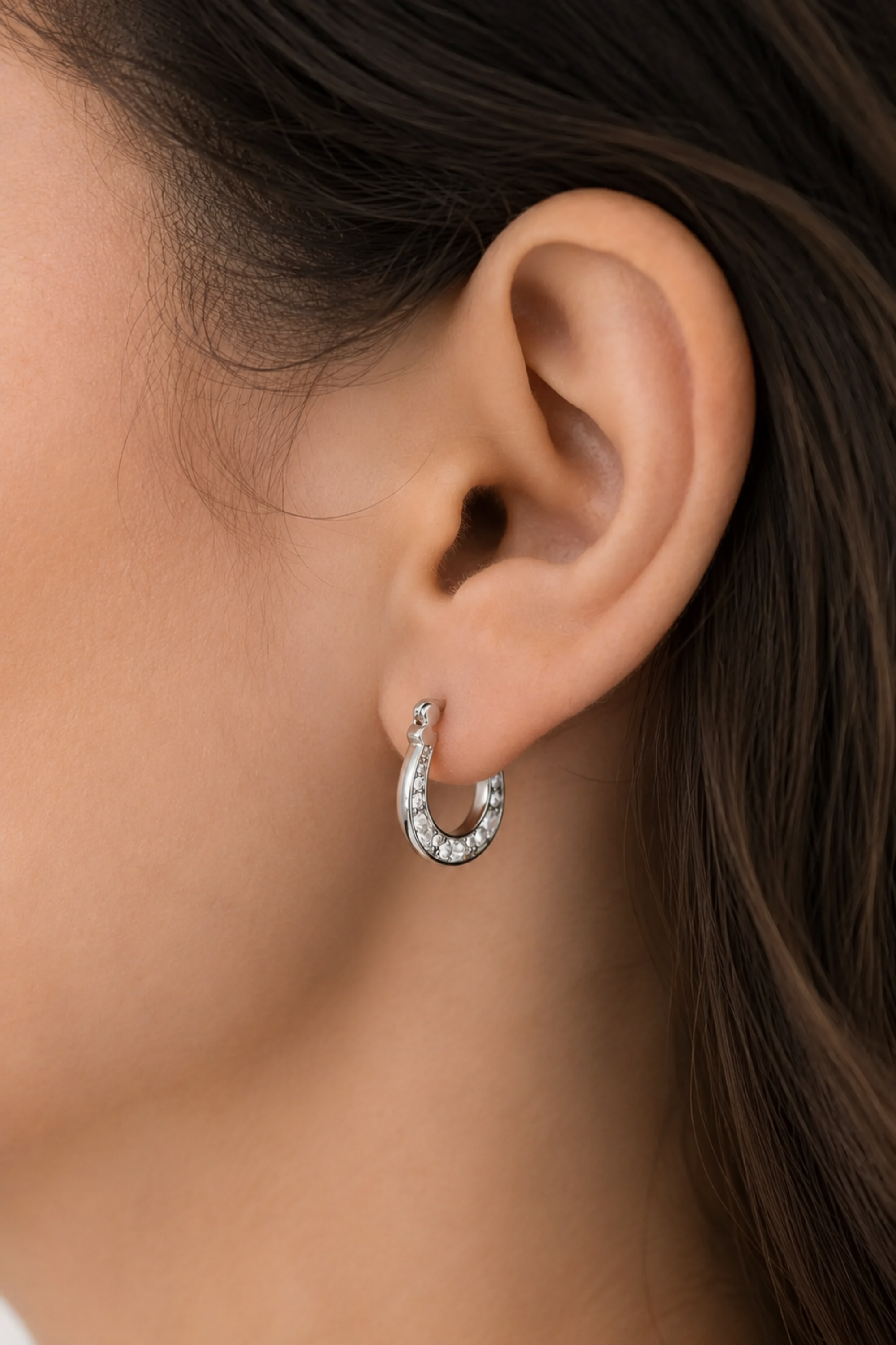 Sandi Horseshoe Hoop Earrings - Silver