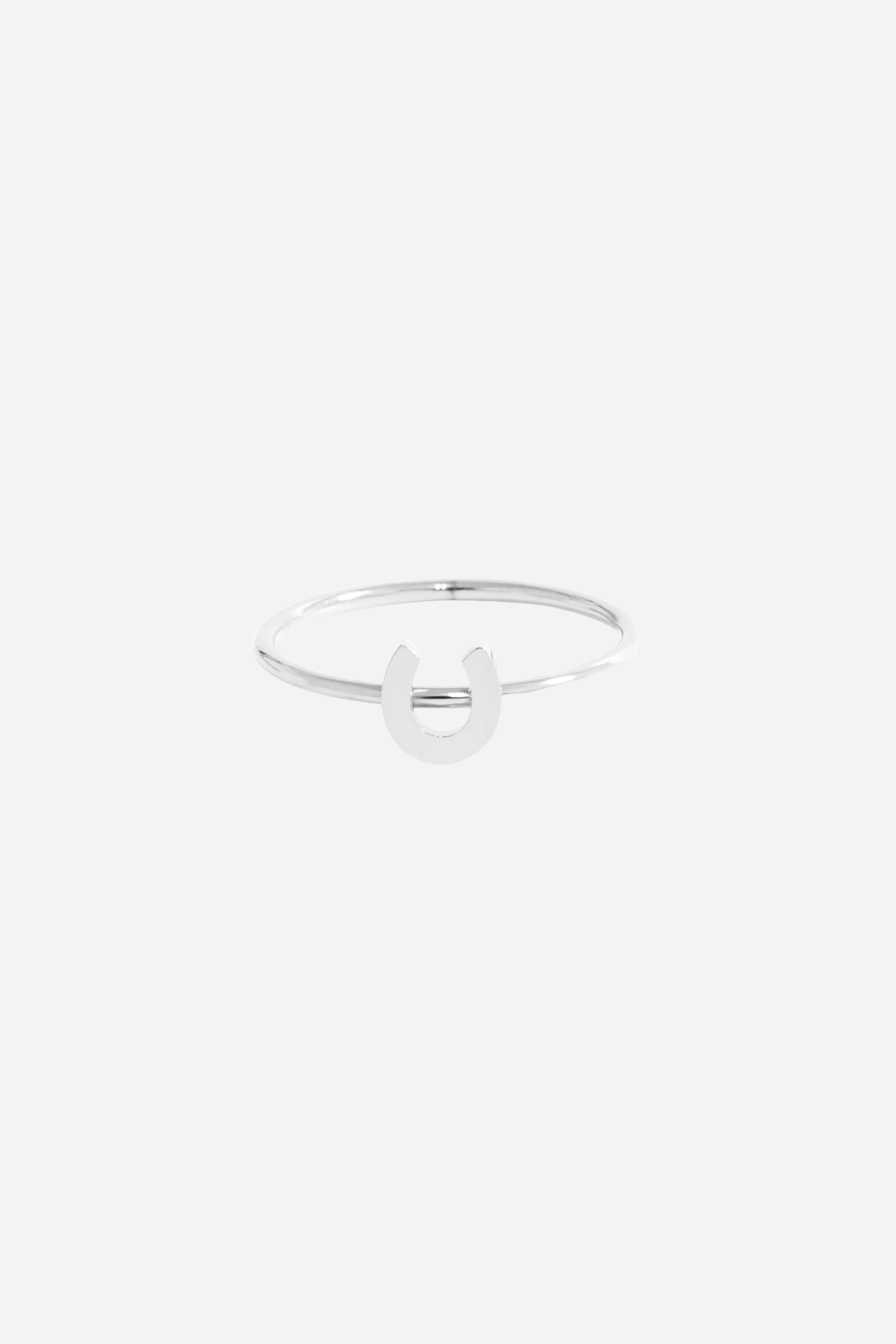 Silver ring with a small crescent moon design on a white background - equestrian accessory, horse themed jewelry, horseshoe ring, stacking ring, minimal equestrian ring, gifts for horse lovers