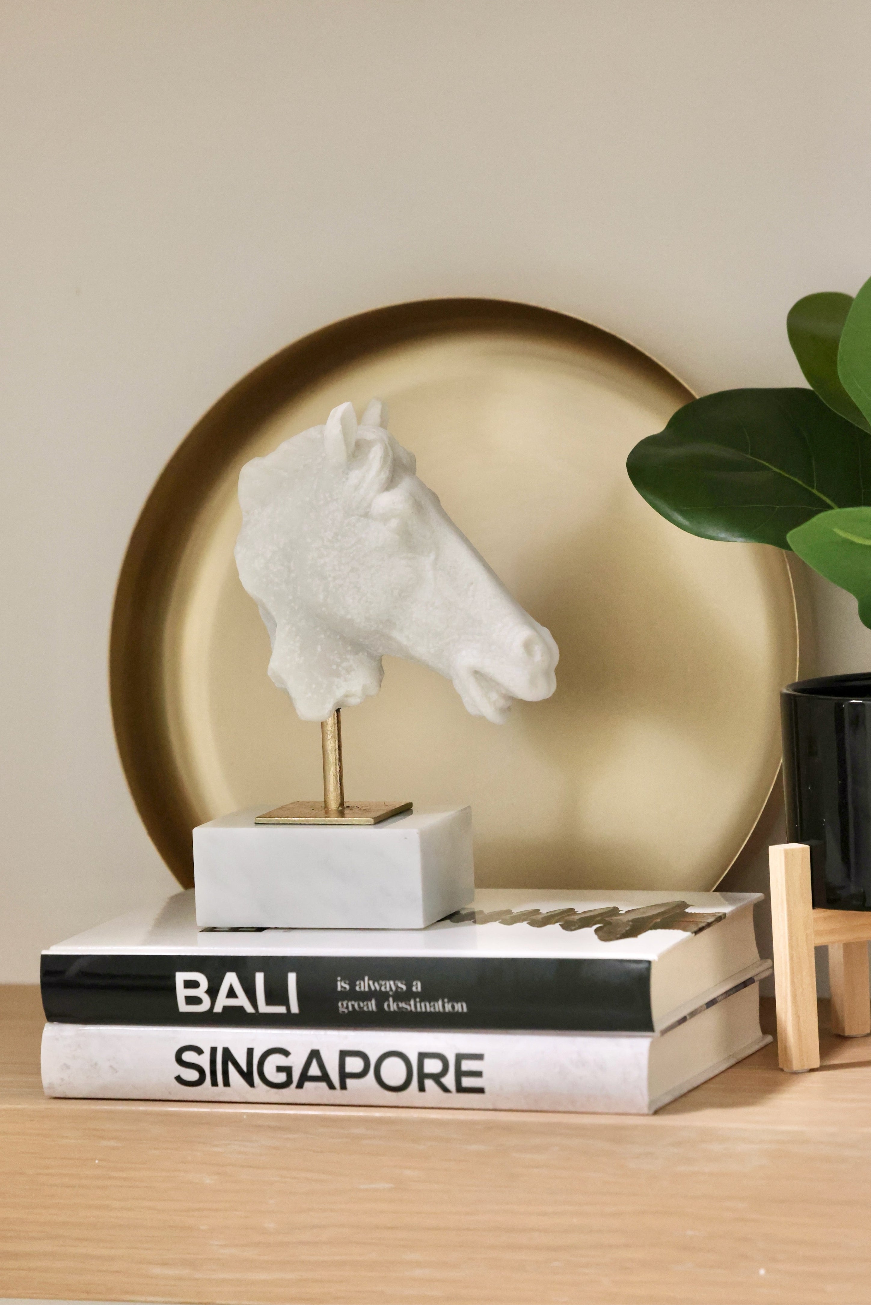 adamsbro stylish equestrian isla marble horse head accent statue