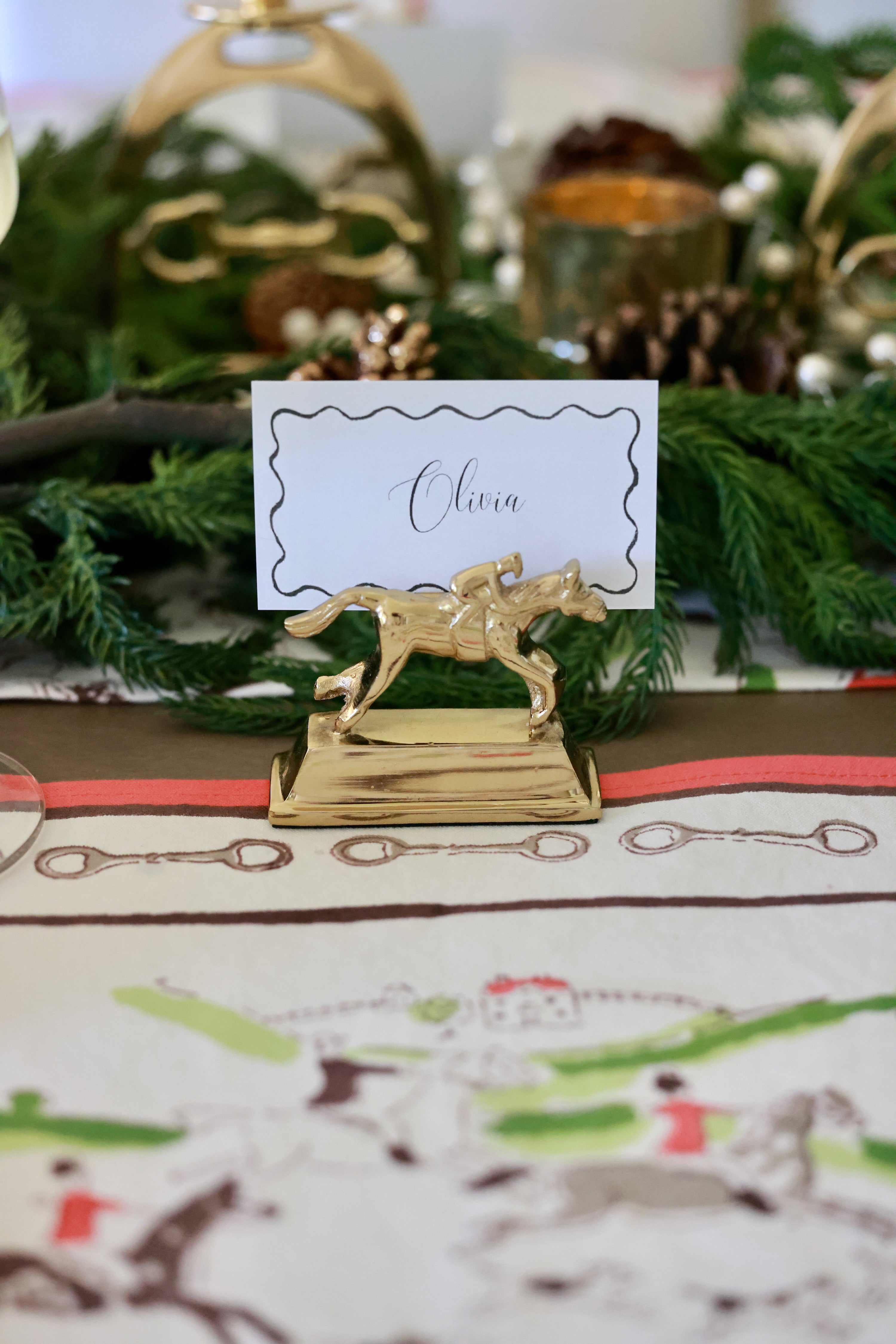 pomegranate stylish equestrian jockey place card holder set