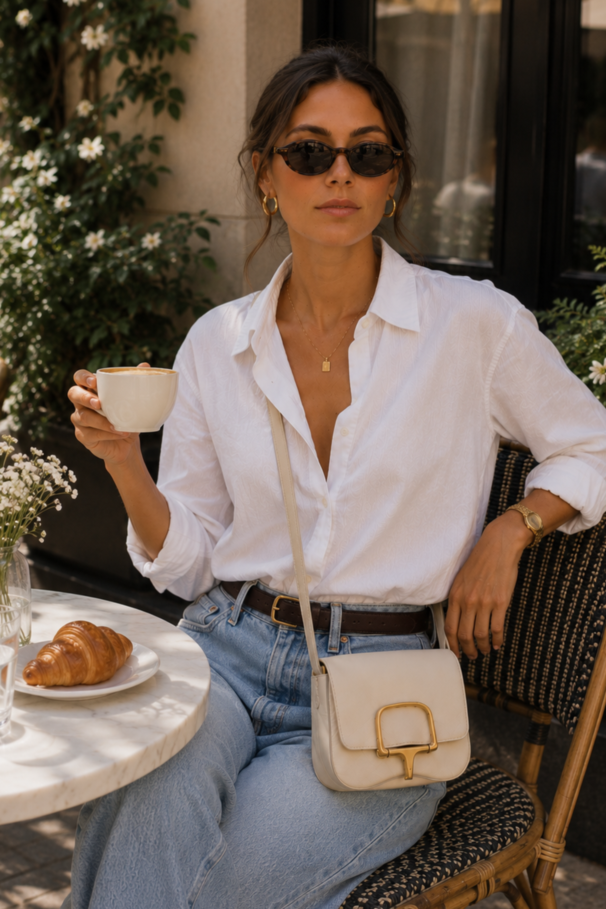 Kaley Leather Crossbody Bag - Oatmilk