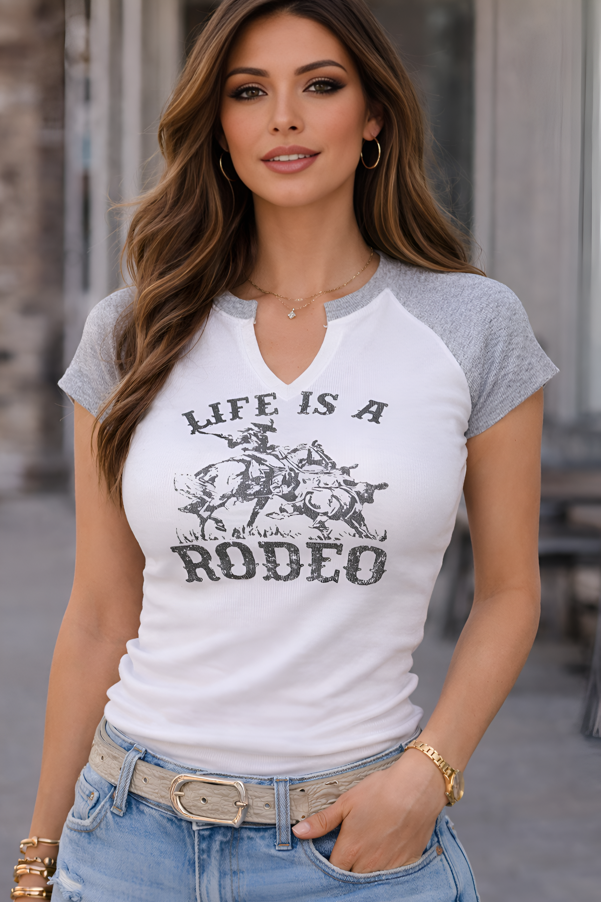 Life Is A Rodeo Ribbed Tee
