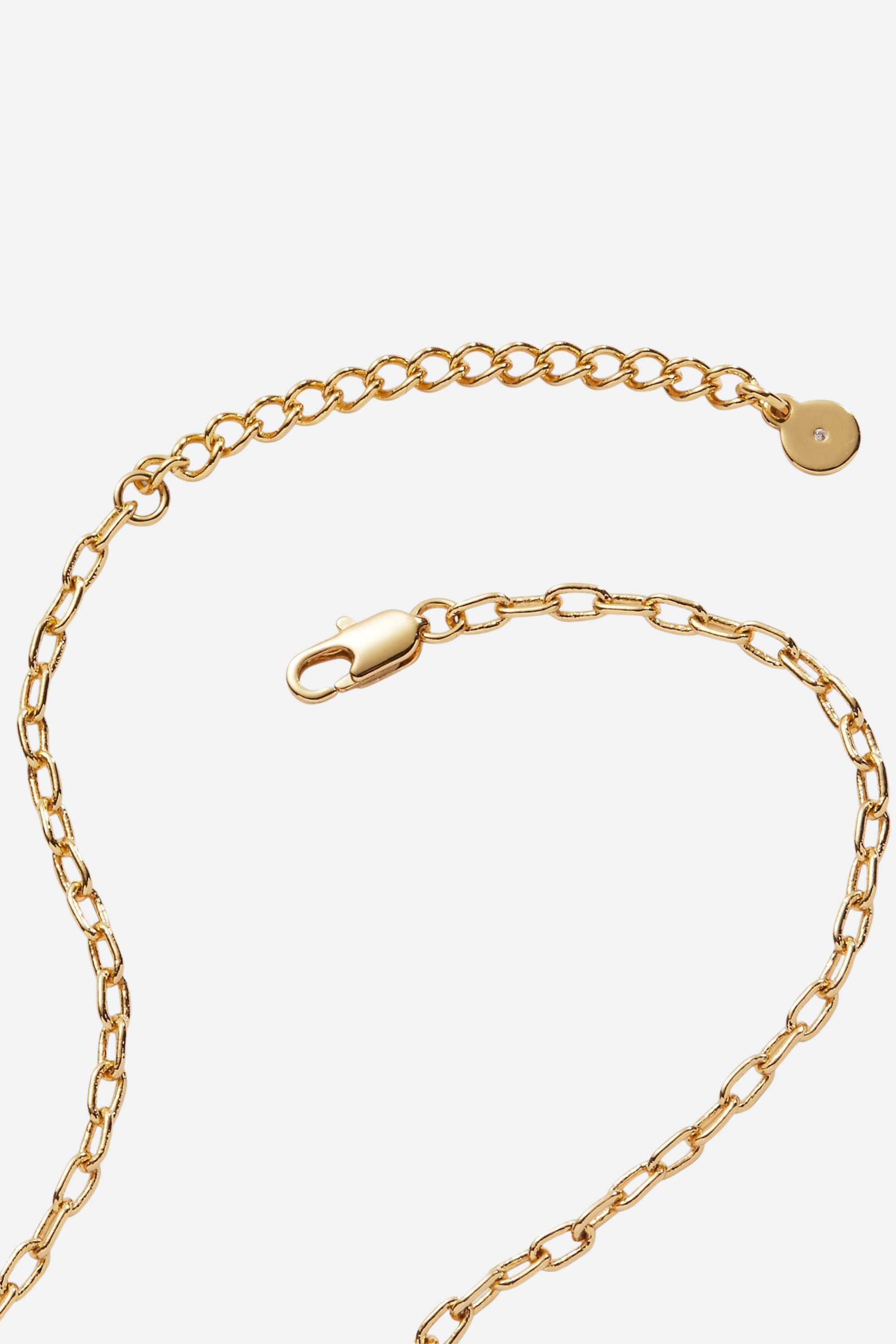 Dainty gold-plated Love & Luck wheel necklace with crystal details and adjustable chain, featuring whimsical lucky symbols inspired by equestrian charm jewelry.

These Love and Luck Wheel Charm Necklace has six crystal-accented lucky symbols: a four-leaf clover, a ladybug, a lock, a wishbone, a horseshoe and a sparkling heart, all on a wheel-shaped charm that spins around an adjustable-length necklace chain.