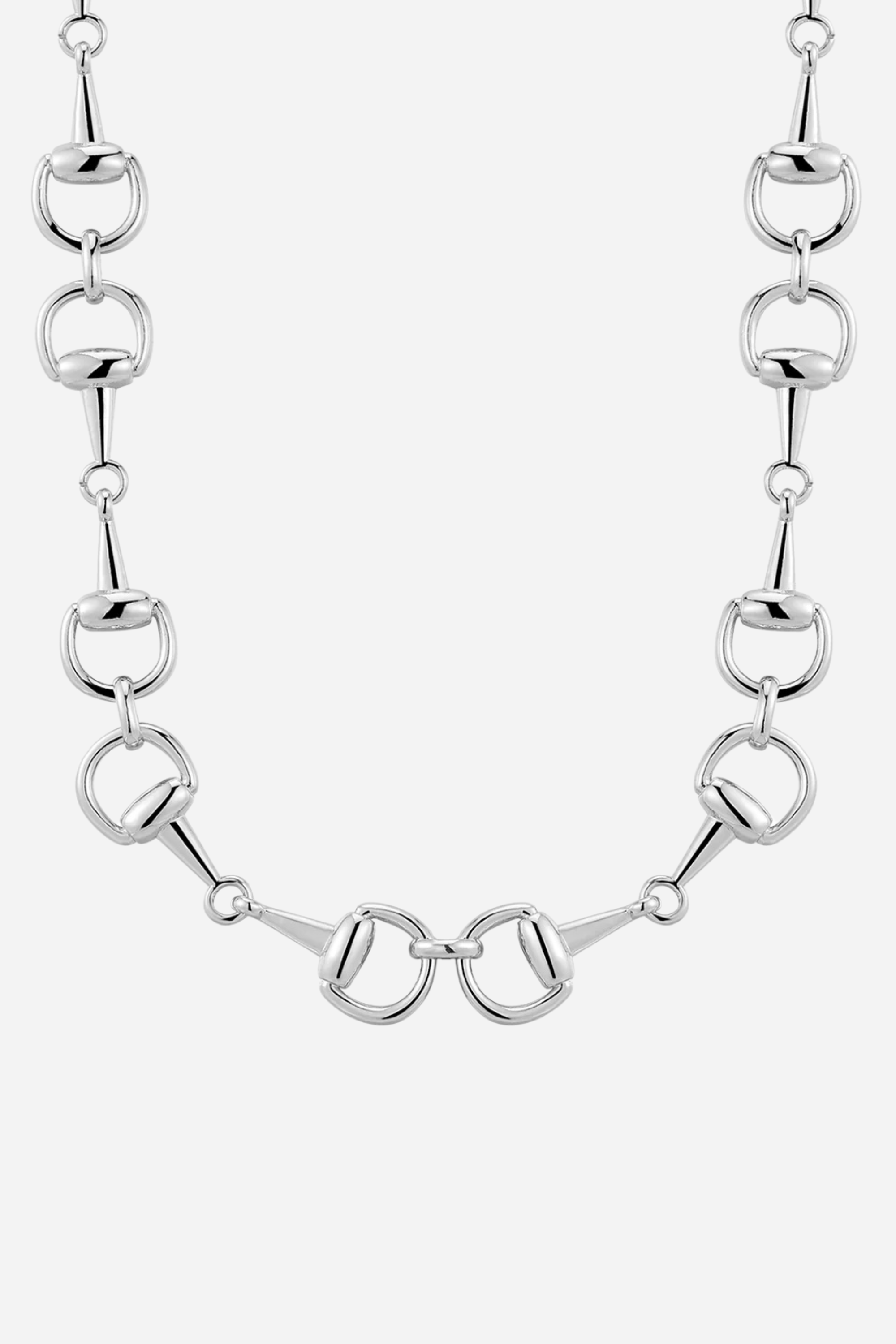 Luv AJ Madison Necklace - Silver Horsebit charm necklace with magnetic clasp closure