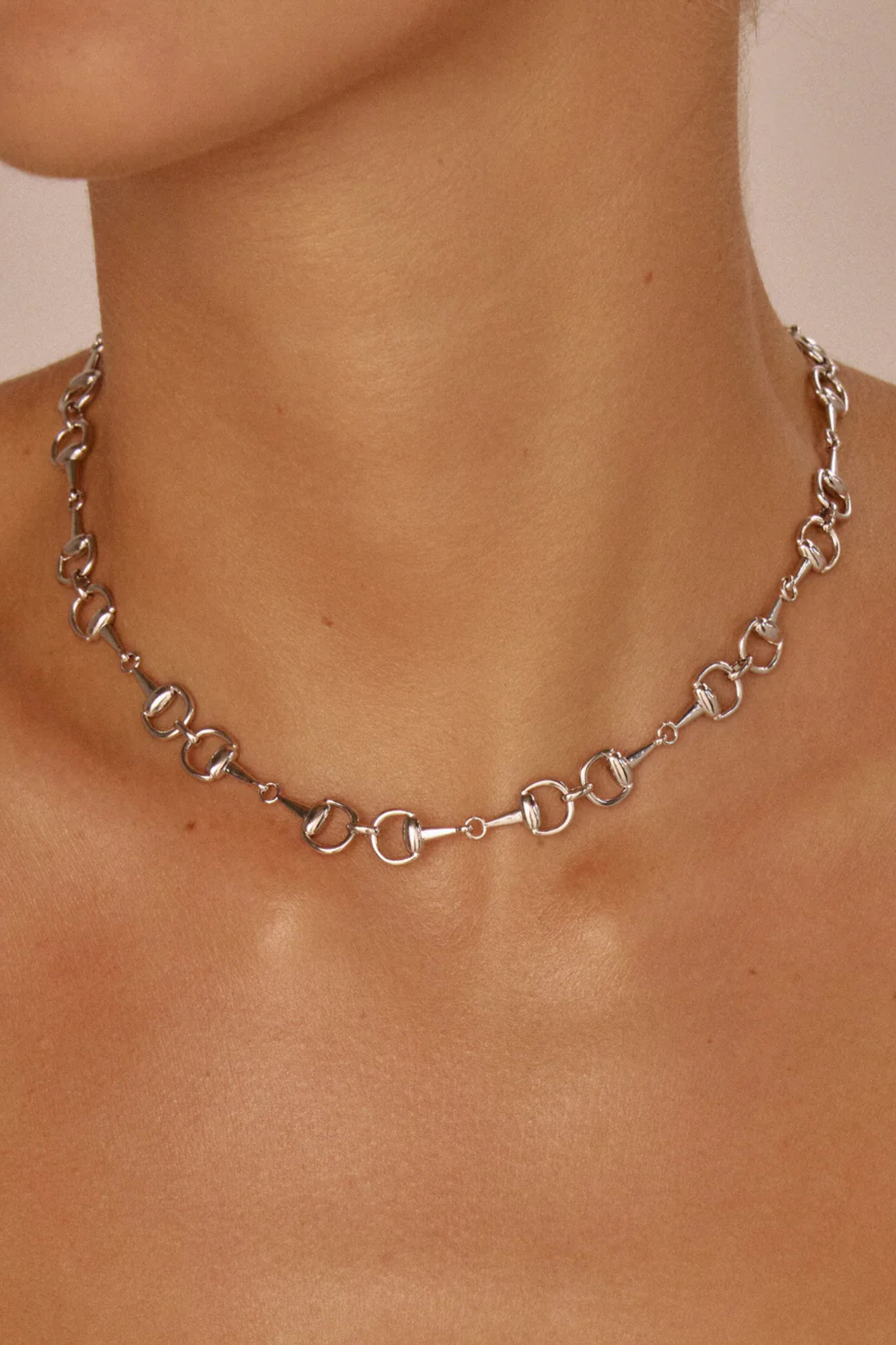 Luv AJ Madison Necklace - Silver Horsebit charm necklace with magnetic clasp closure
