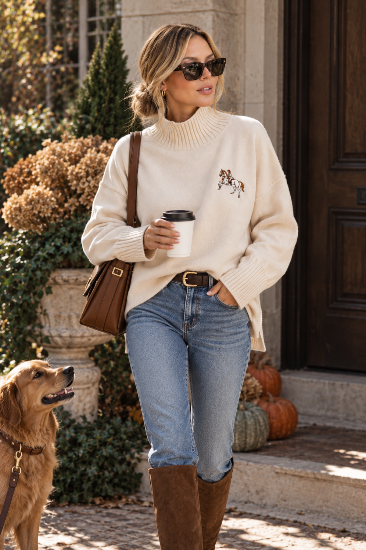 Mariah Embroidered Mock Neck Sweater