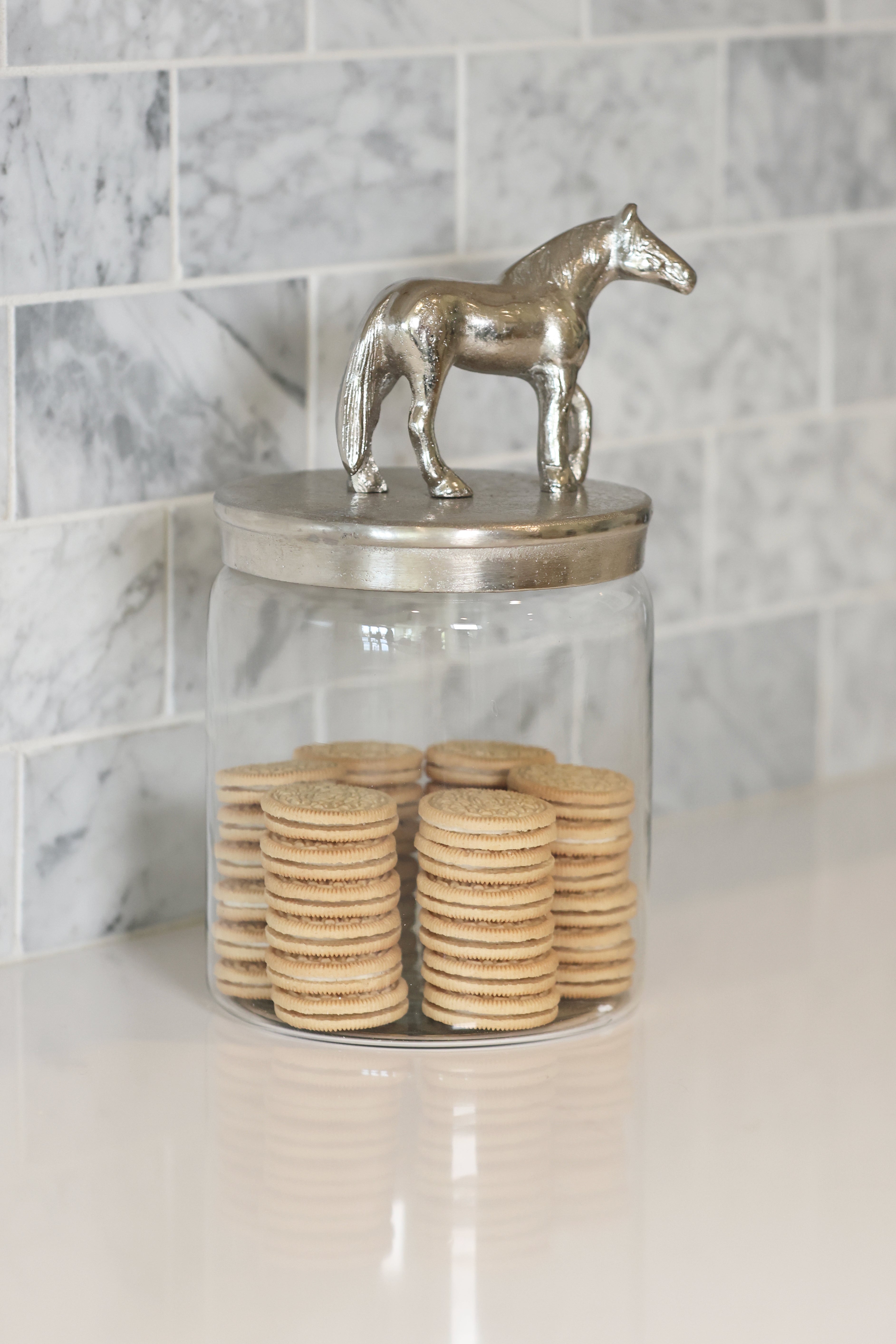 Nicolette Glass Jar - Silver