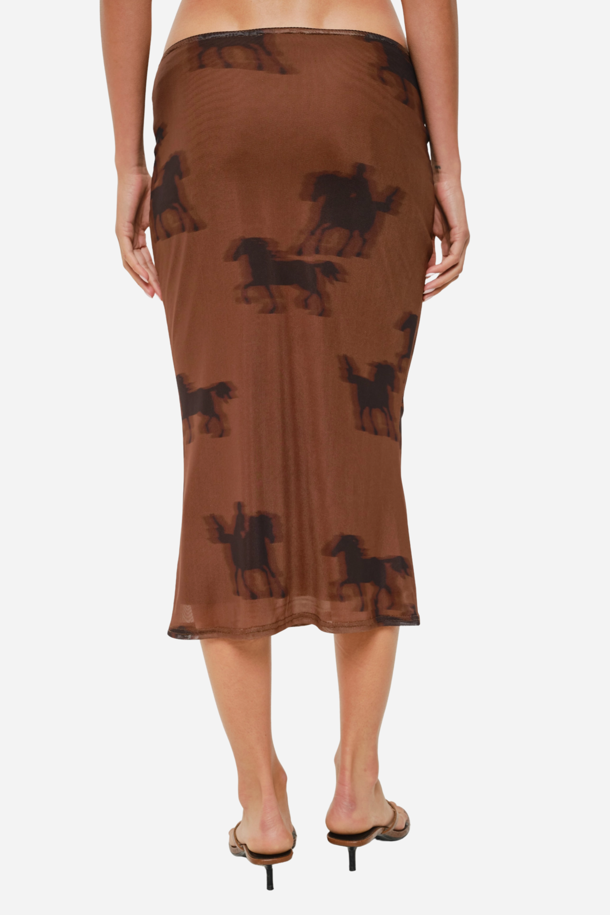 Oana Horse Mesh Midi Skirt
