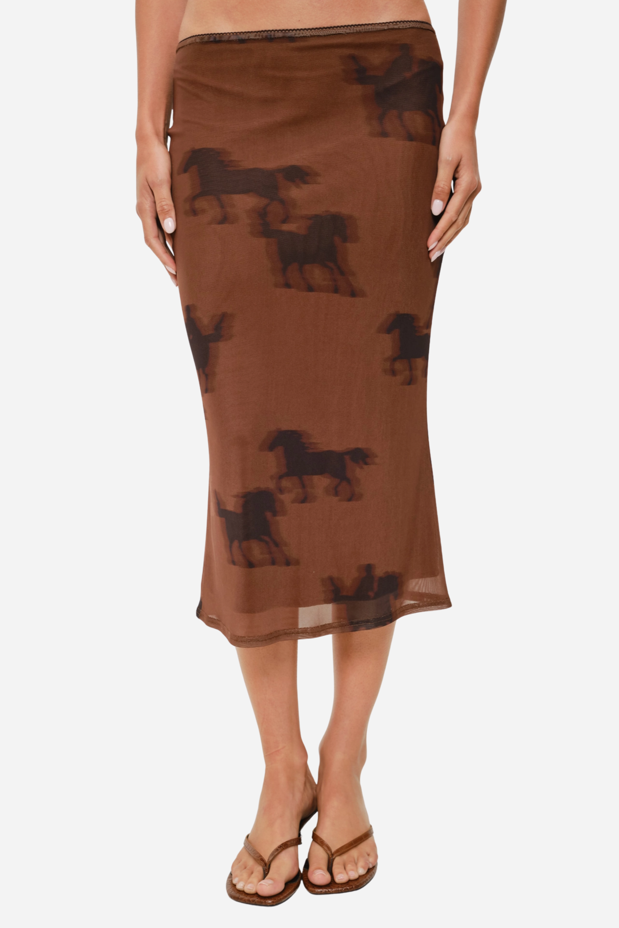 Oana Horse Mesh Midi Skirt