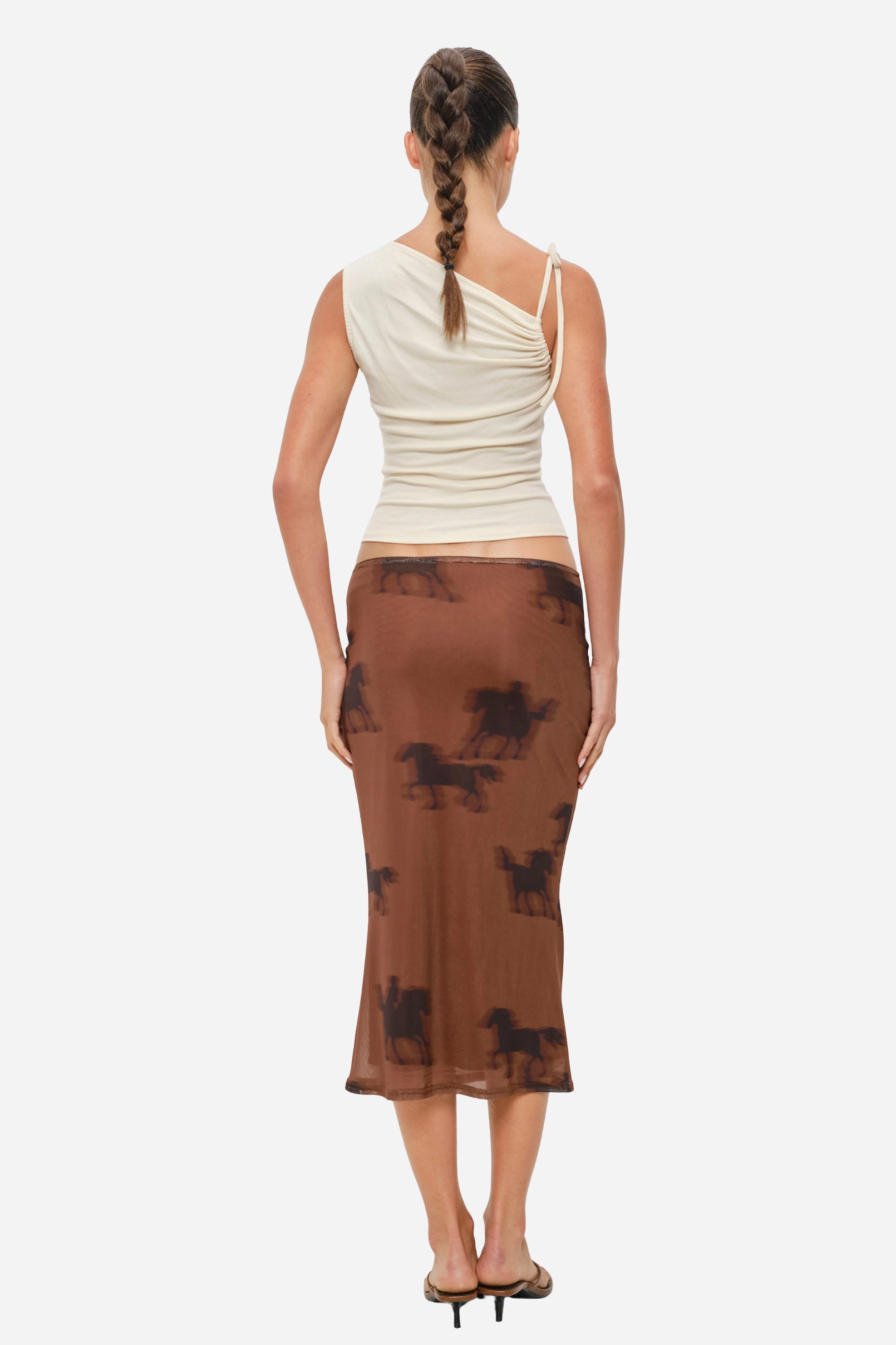 Oana Horse Mesh Midi Skirt