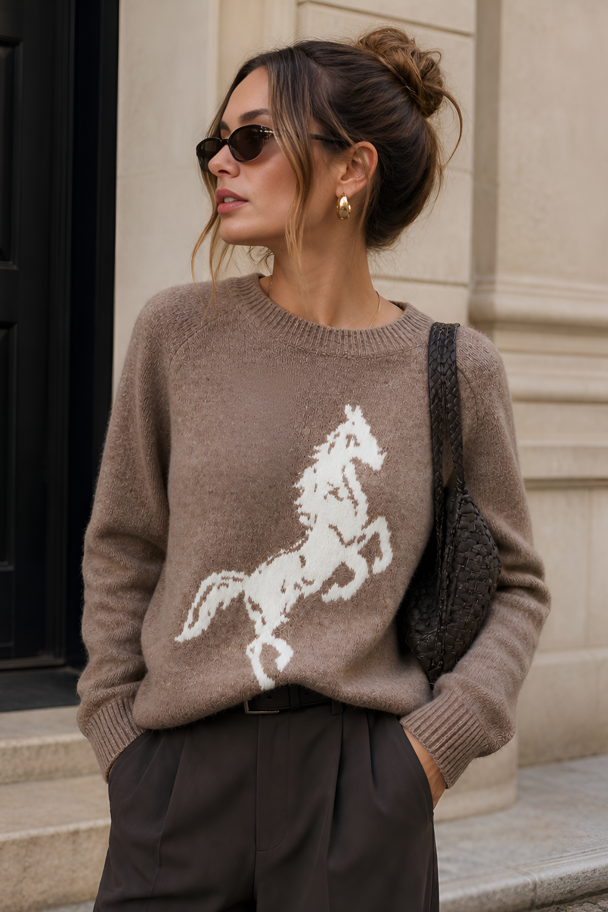 Paige Horse Sweater - Mocha