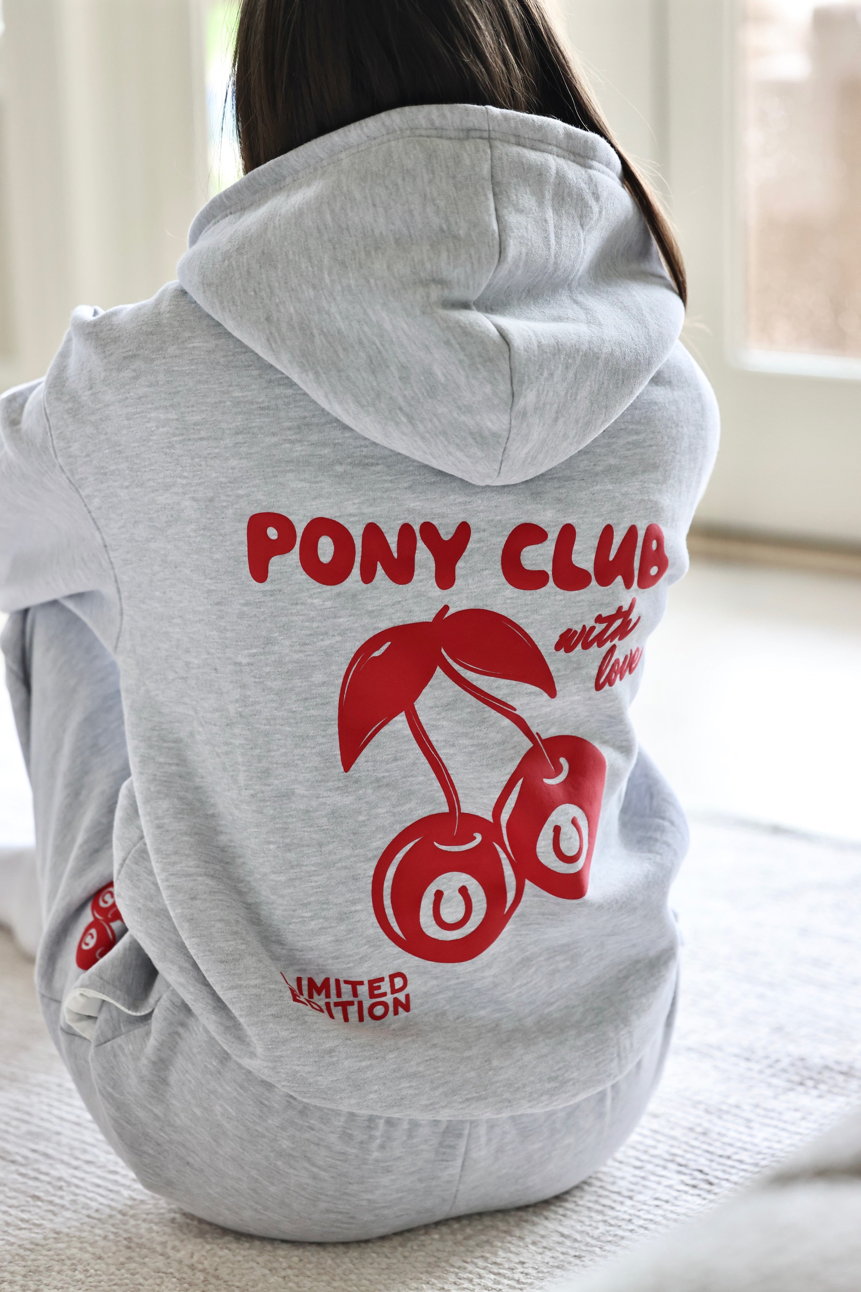 Pony Club With Love Hoodie - White Heather