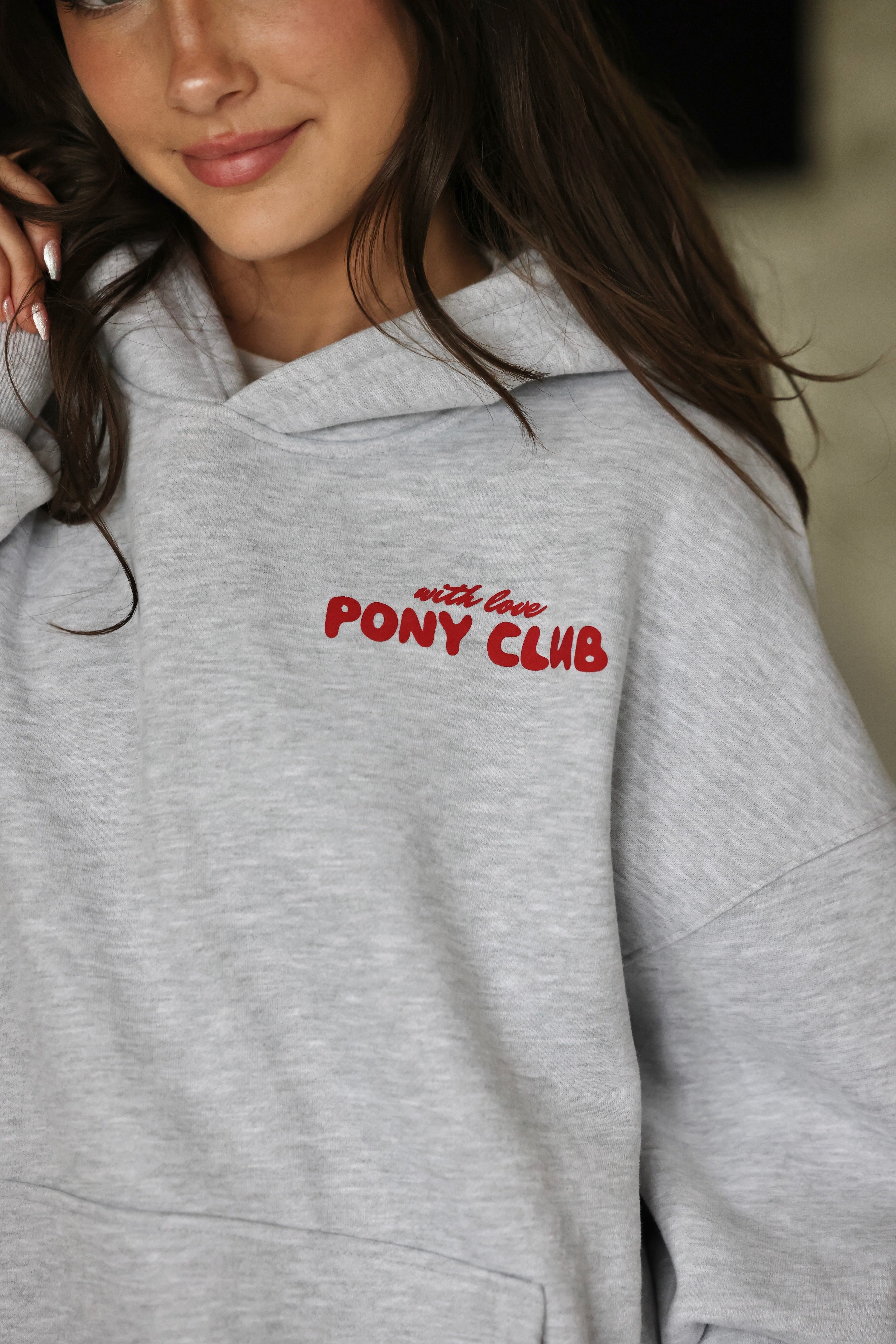 Pony Club With Love Hoodie - White Heather