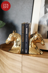 thg stylish equestrian lyra brass horse head bookend set