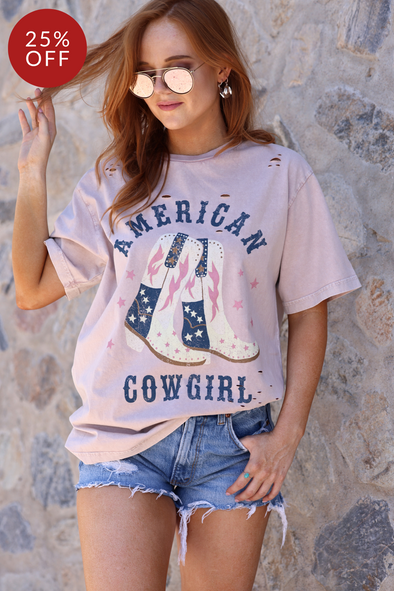 Zutter Stylish Equestrian American Cowgirl Distressed Tee