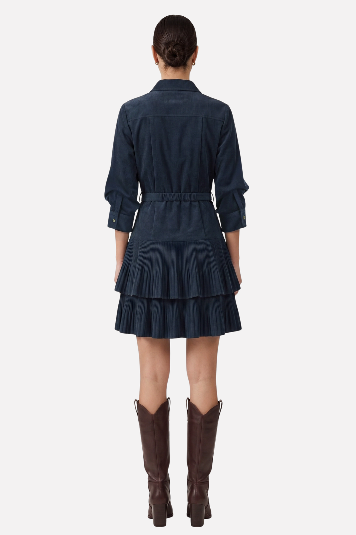 Sienna Bit Corduroy Dress - Indigo