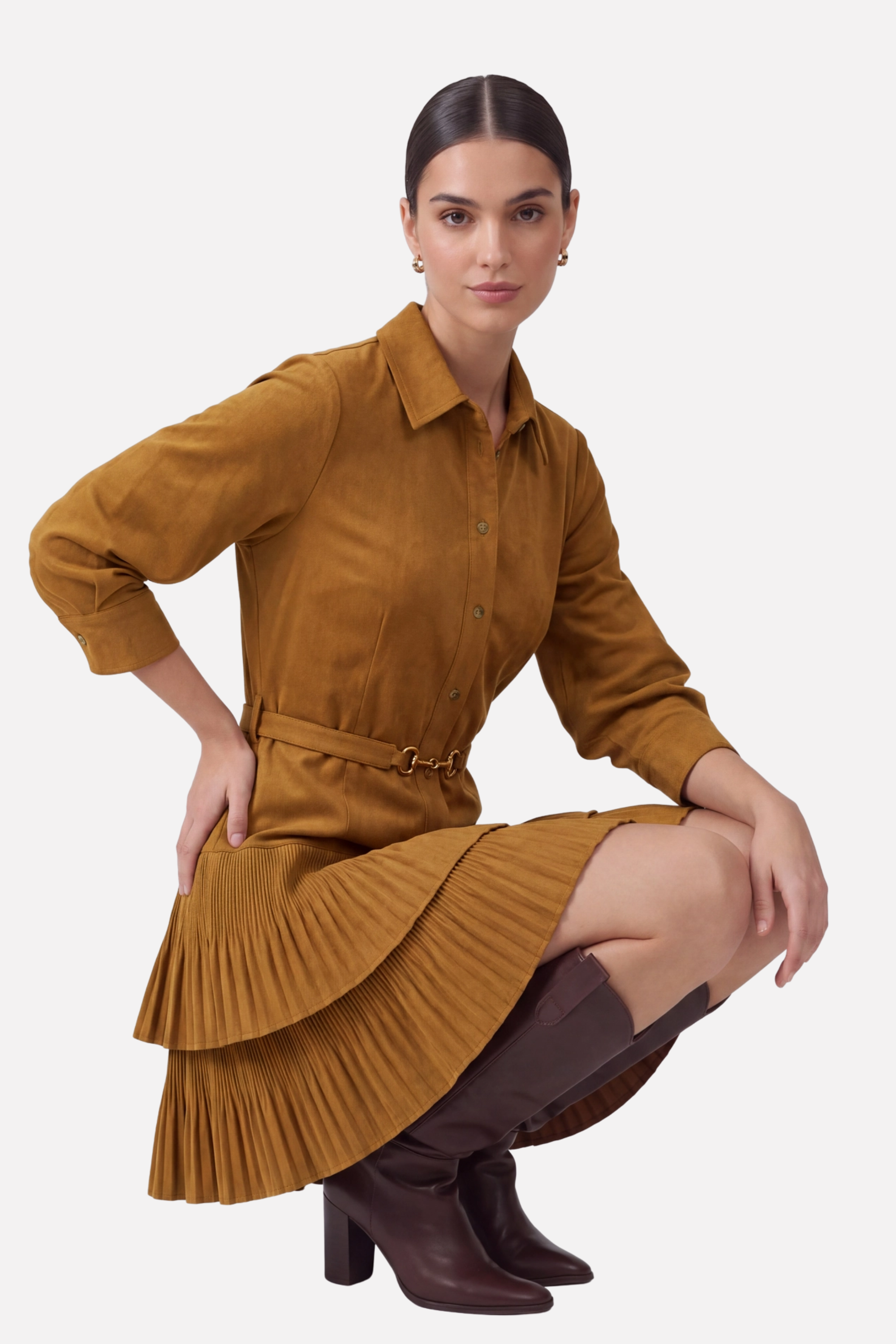Sienna Bit Corduroy Dress - Spice