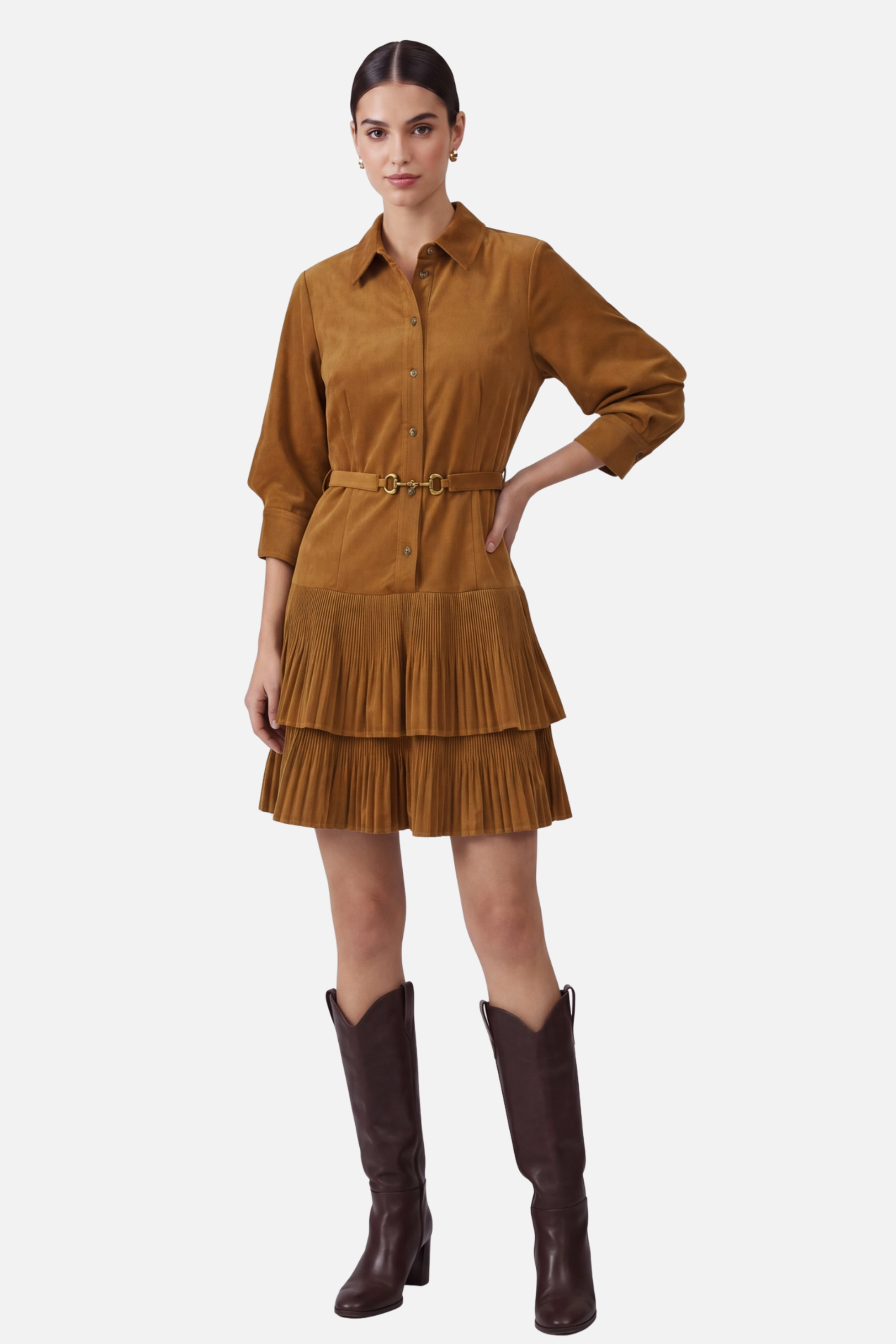 Sienna Bit Corduroy Dress - Spice