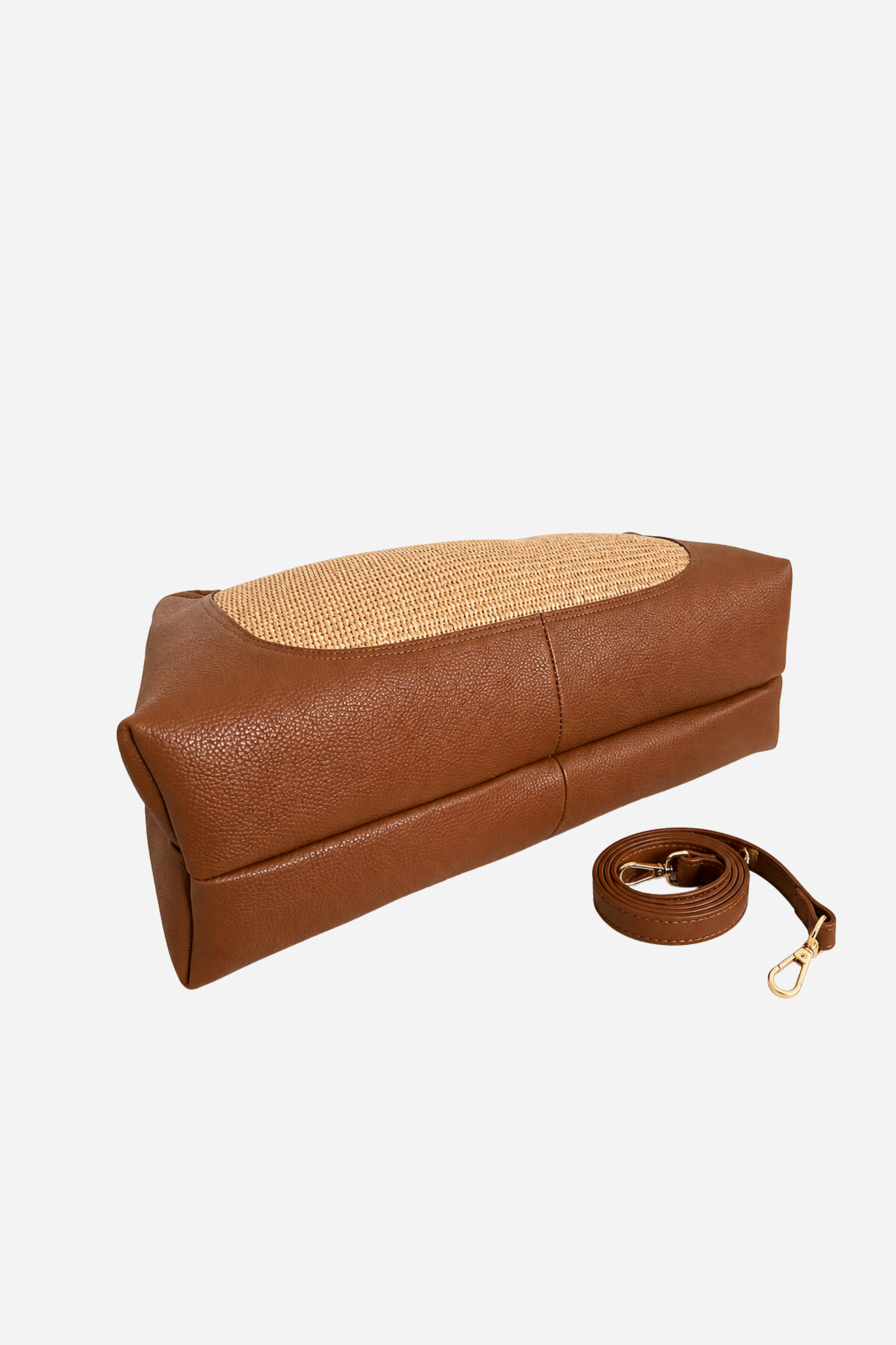Sloane Large Raffia Saddle Bag - Cognac