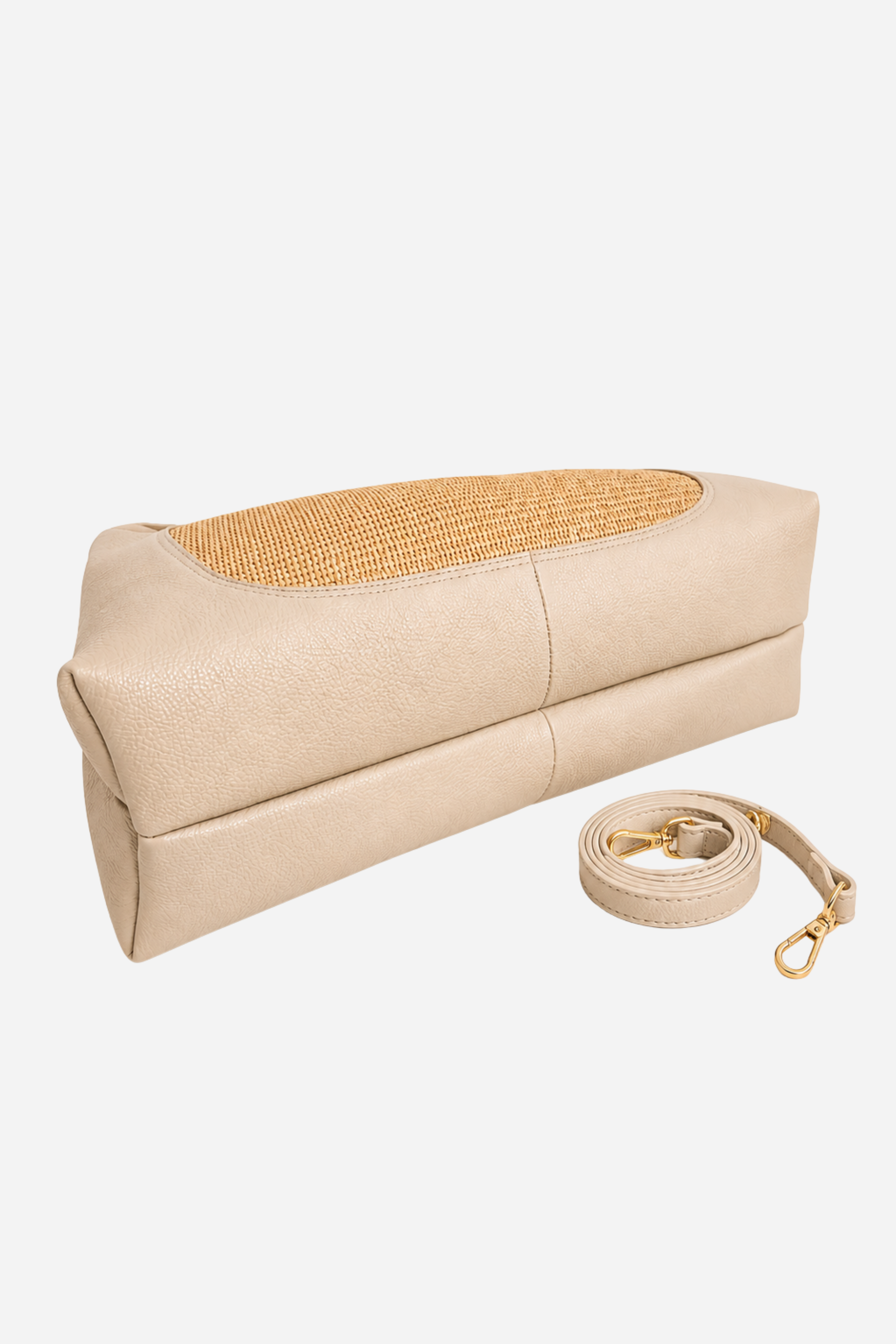 Sloane Large Raffia Saddle Bag - Fawn
