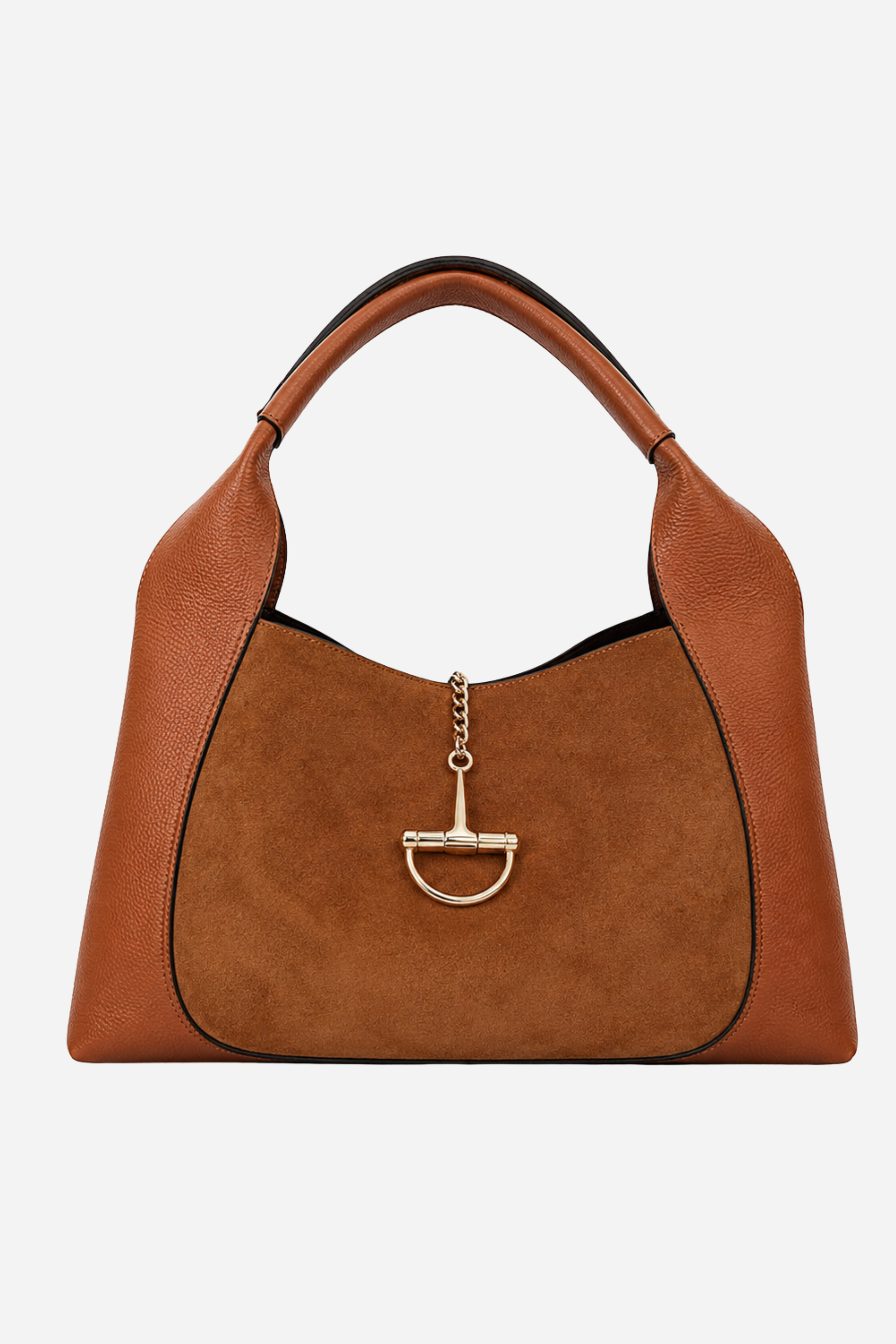Sloane Large Suede Leather Saddle Bag - Cognac