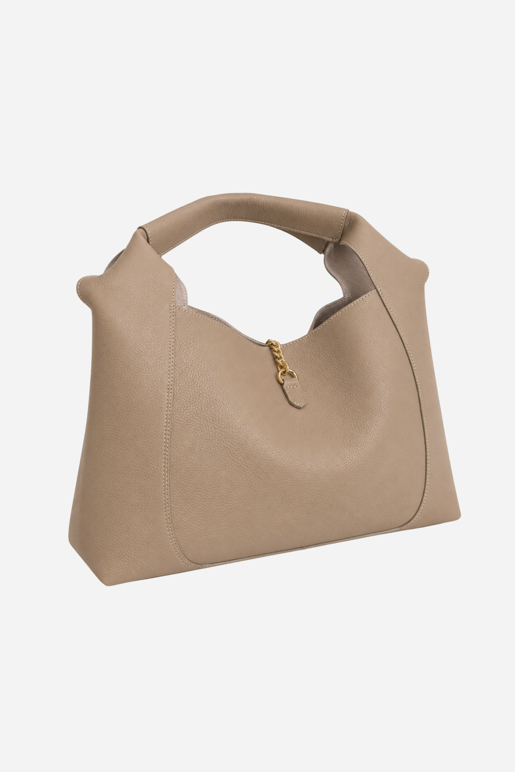 Sloane Large Suede Leather Saddle Bag - Taupe